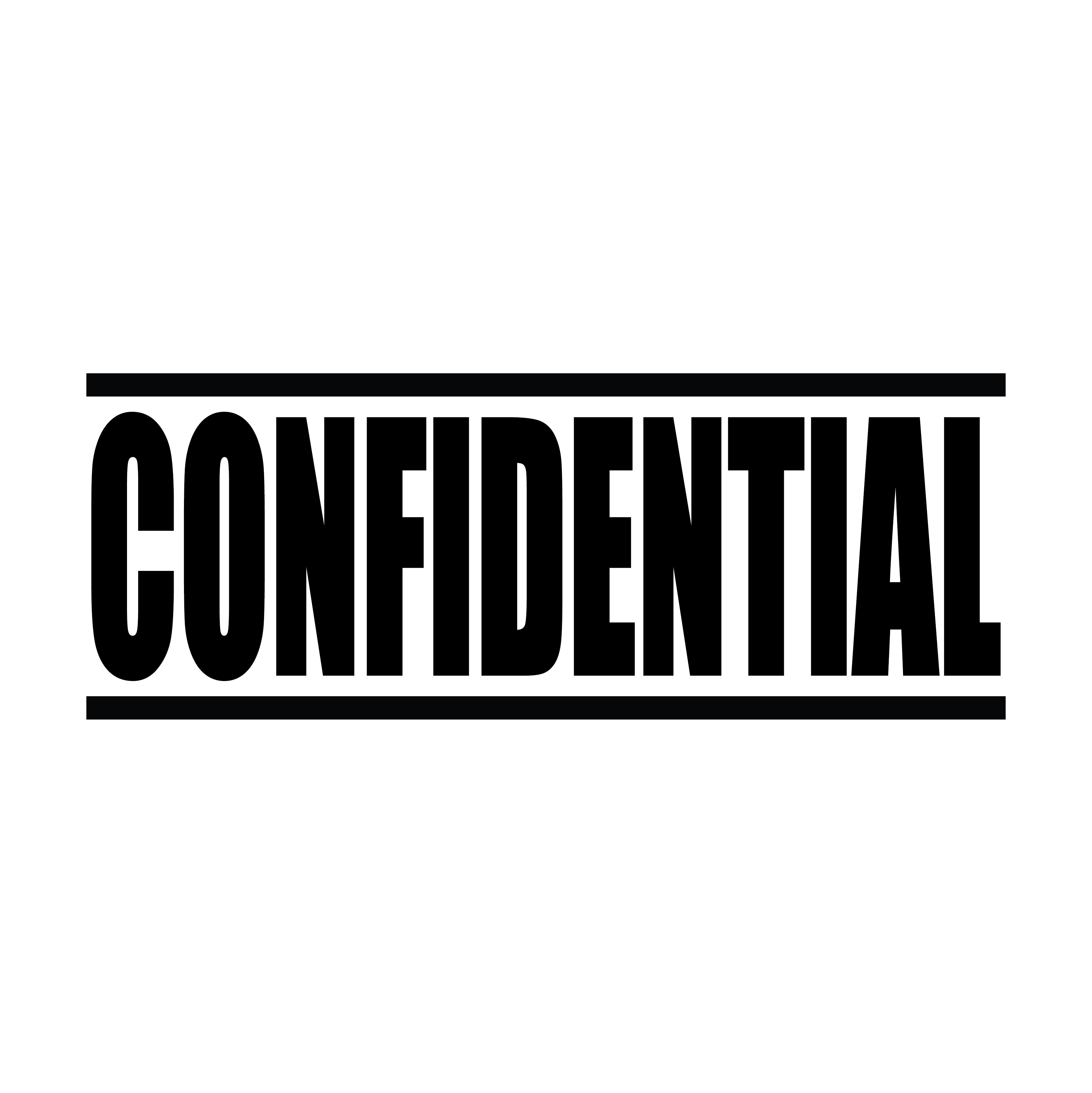 A black self inking rubber stamp with the word 'Confidential' printed in bold capital letters in black ink. stampers hand stamp office business inventory documents self inking prefill refillable stamps stamping
