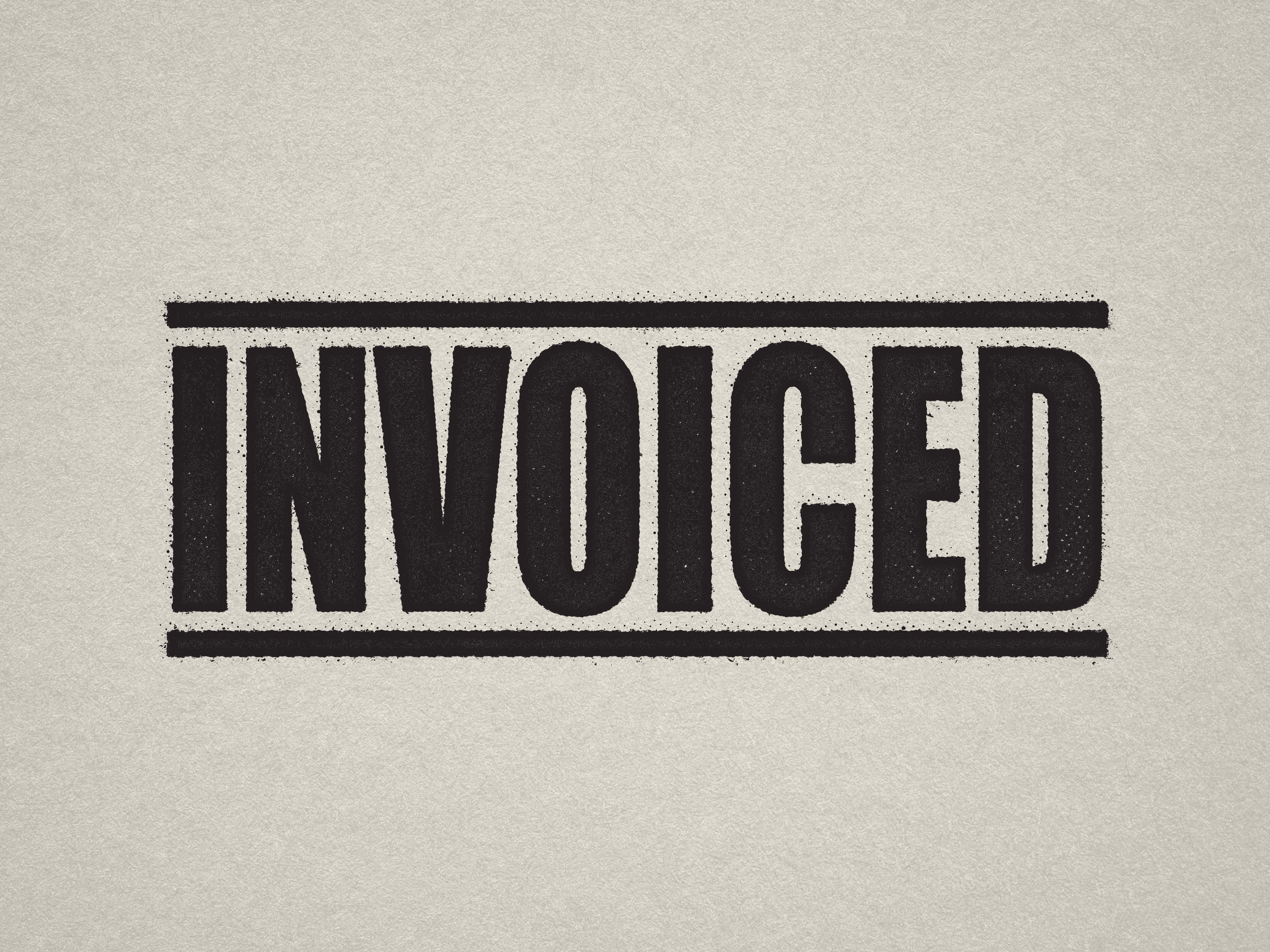 mock up design of INVOICED rubber stamp balck ink in paper background stampers hand stamp office business inventory documents