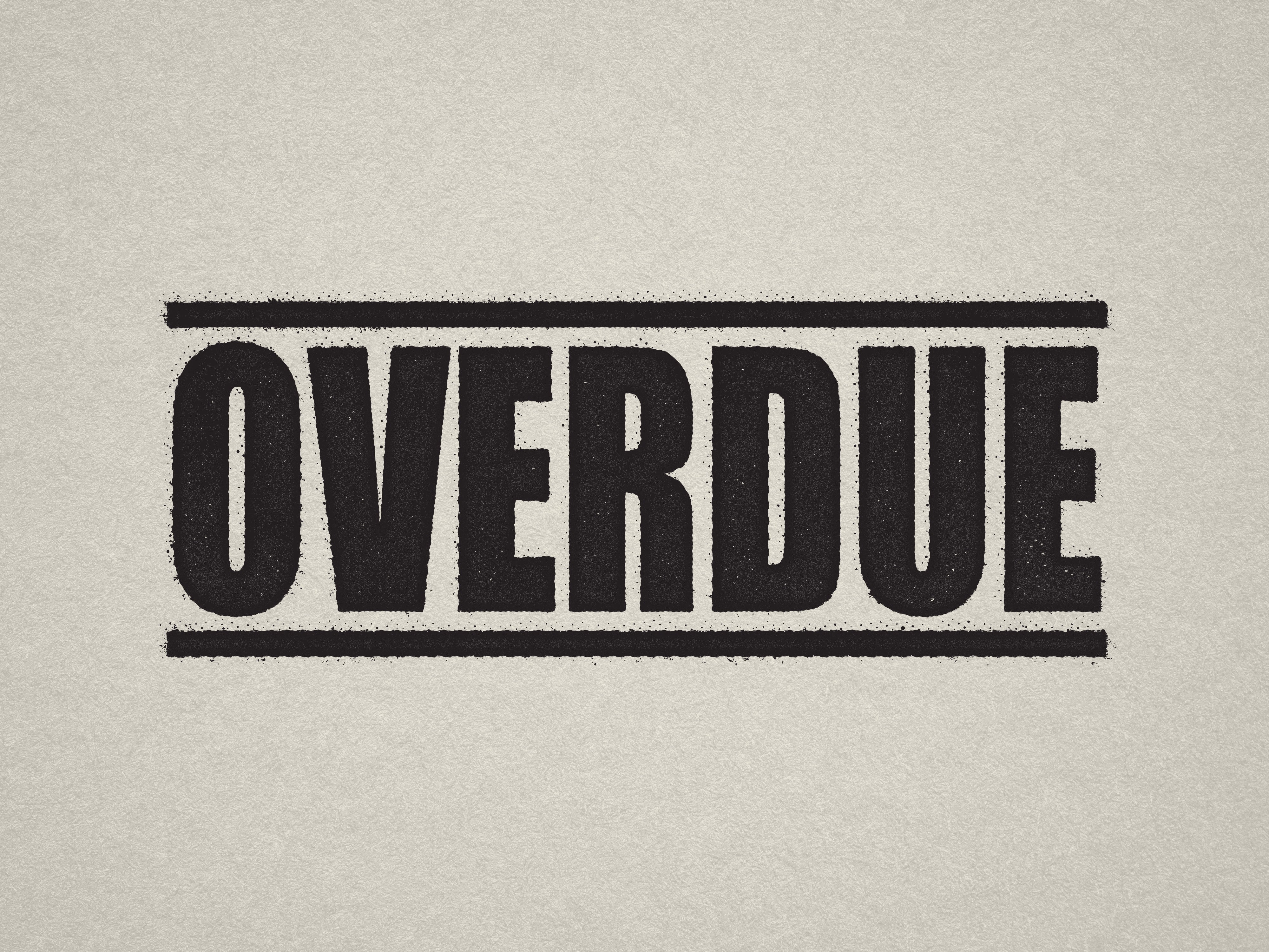 mock up design of 'Overdue " rubber stamp black ink in paper background stampers hand stamp office business inventory documents