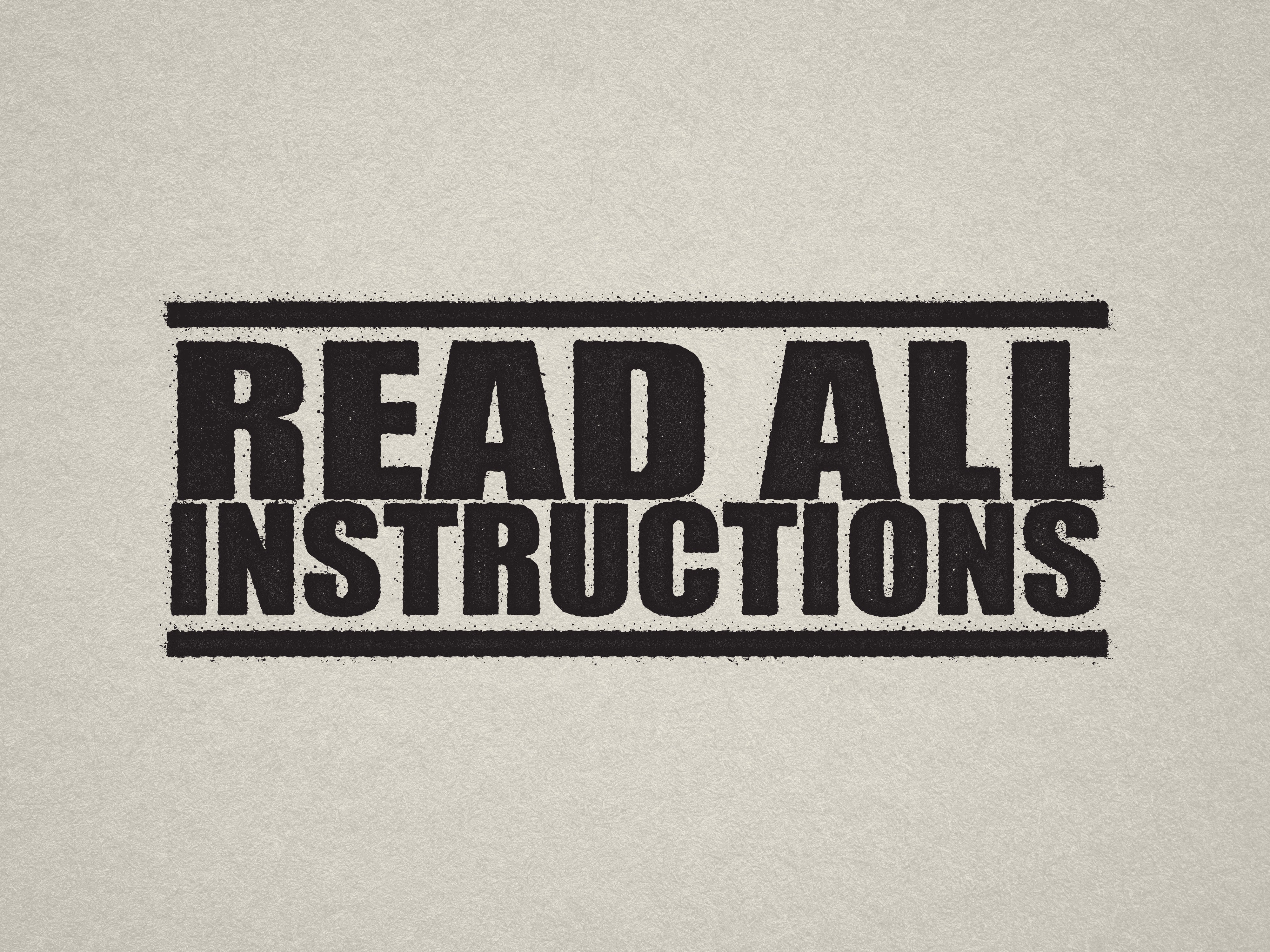 bold Read All Instructions rubber stamper black ink