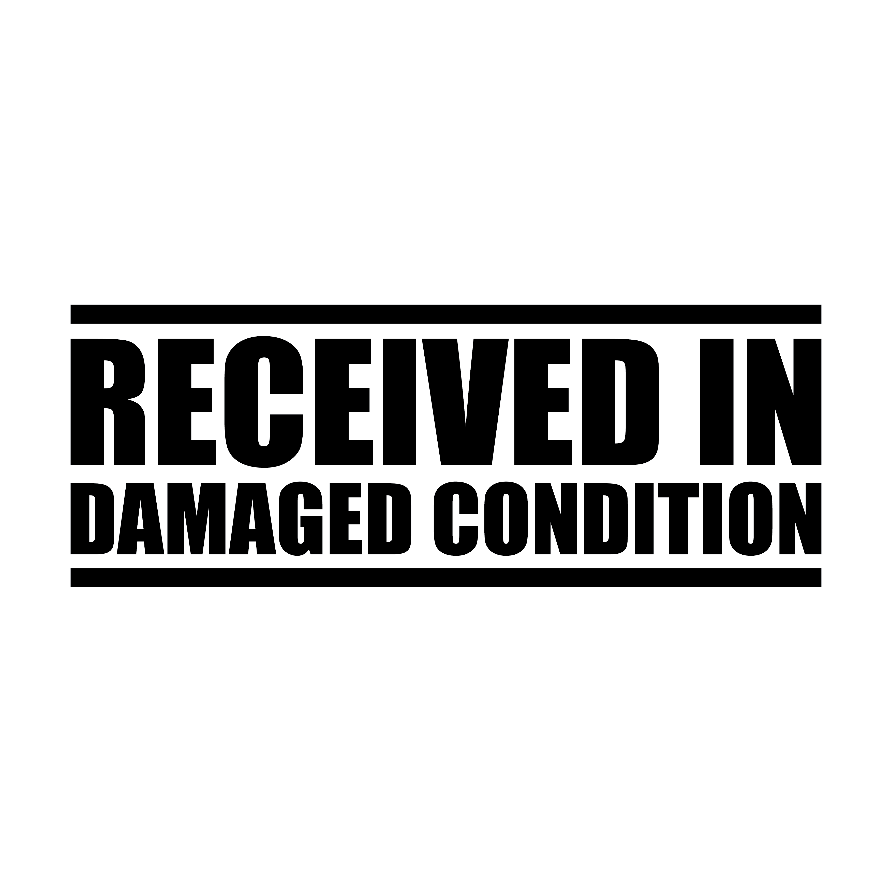 quick and cheaply mark 'Received In Damaged Condition' with a predesigned rubber stamp in black ink