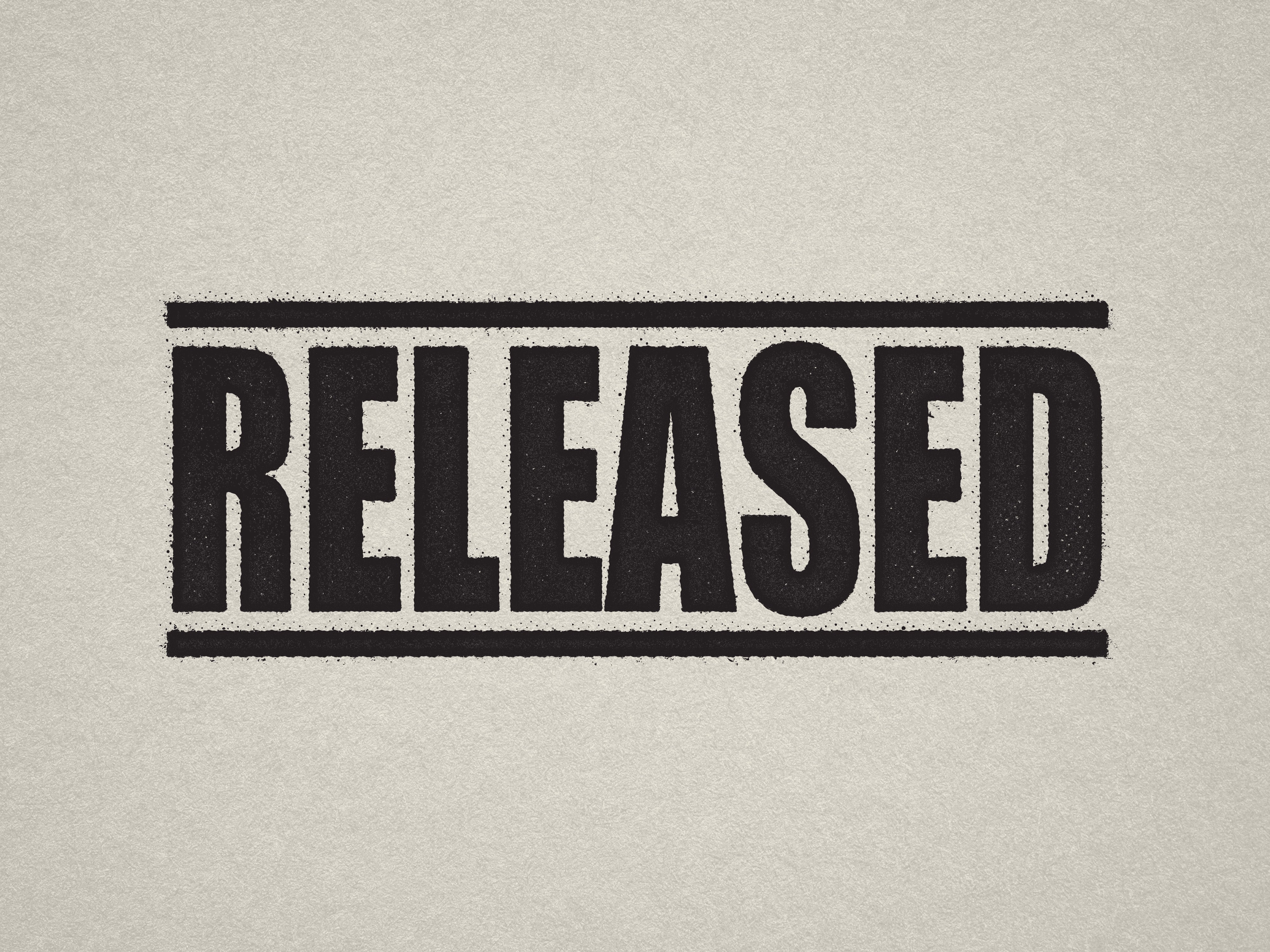 Pre-designed rubber stamp "RELEASED" text black ink