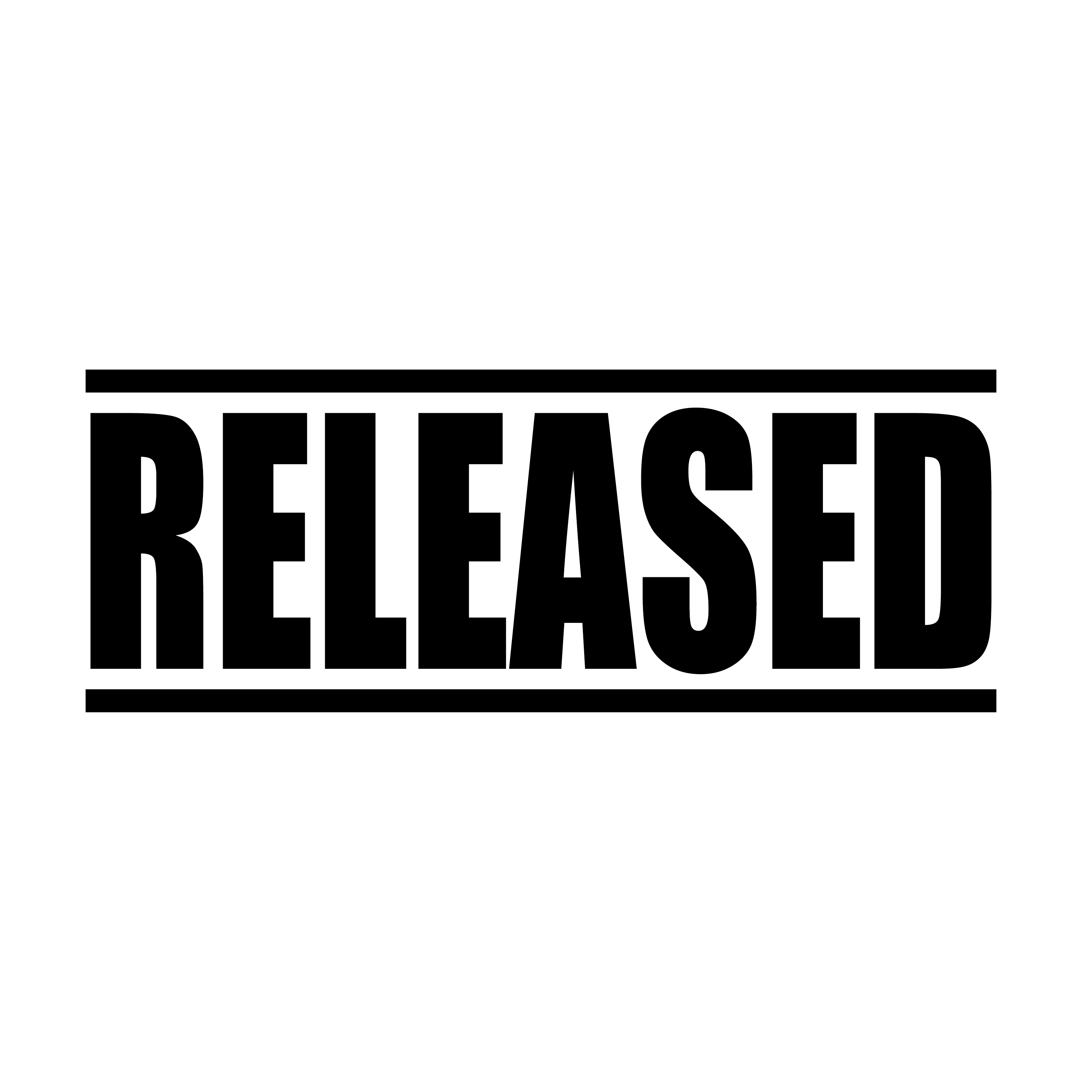 readymade stamp design "RELEASED" black ink.