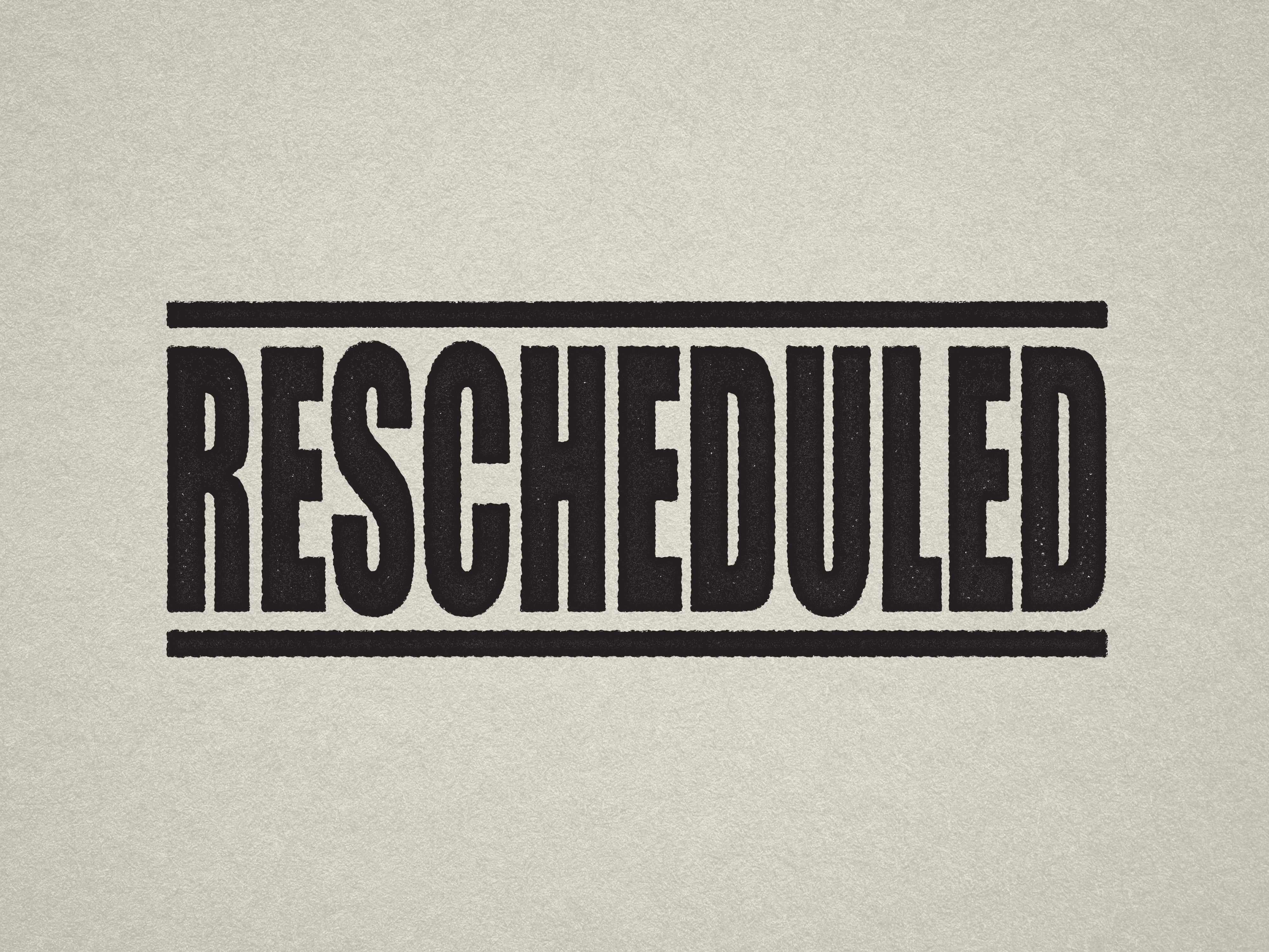 RESCHEDULED rubber stamp Black ink