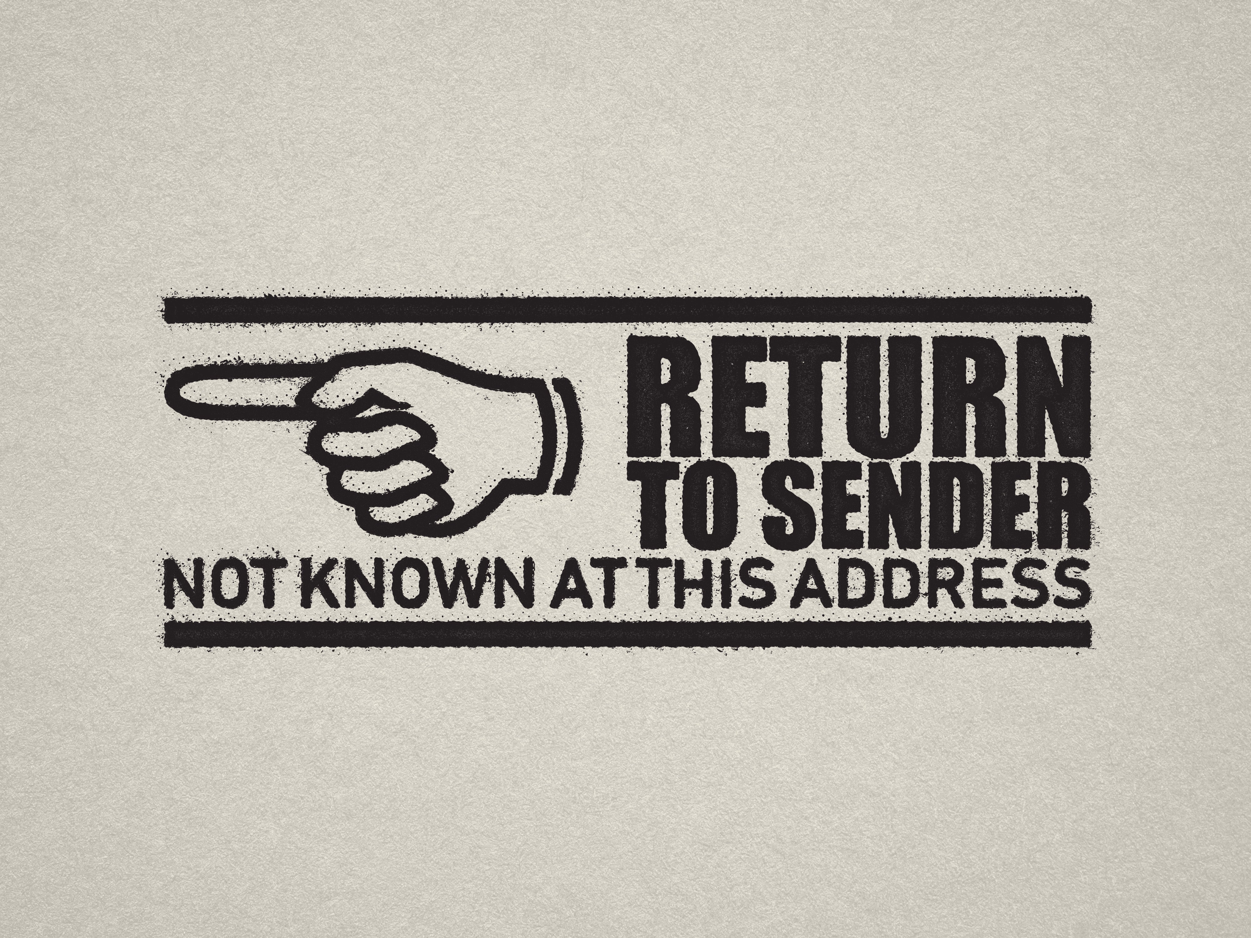 black RETURN TO SENDER rubber stamper