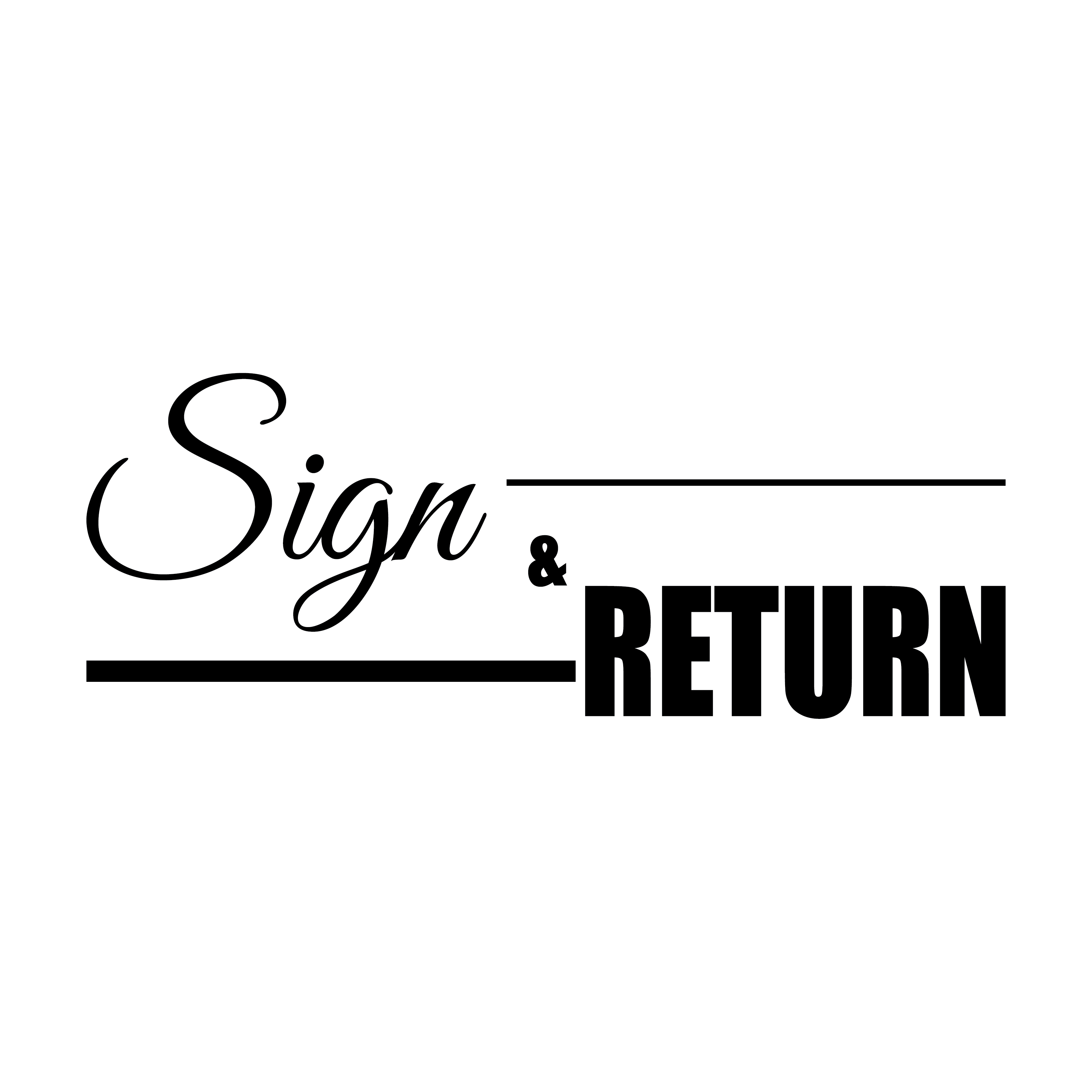 Black Sign and Return rubber stamp
