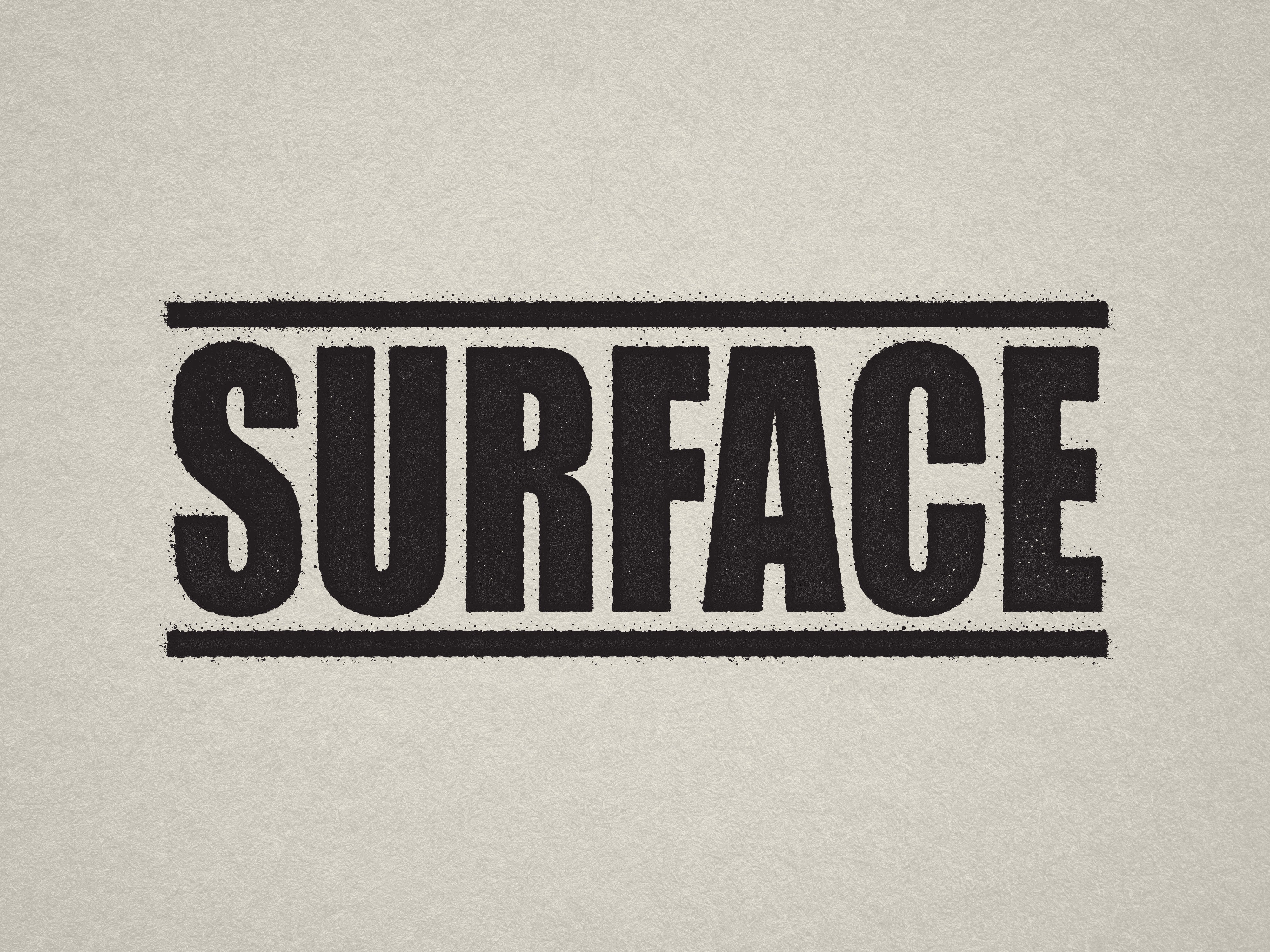 Ready made rubber stamp Black ink "Surface" text