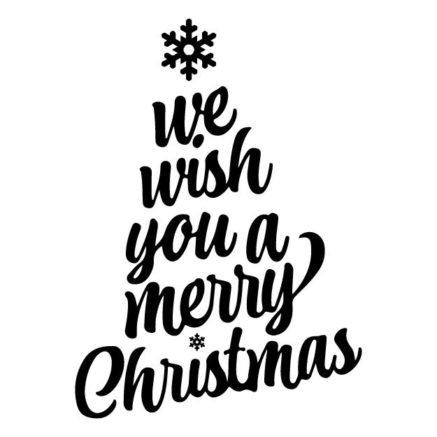 Merry Christmas Wish Tree Stamp in Black.