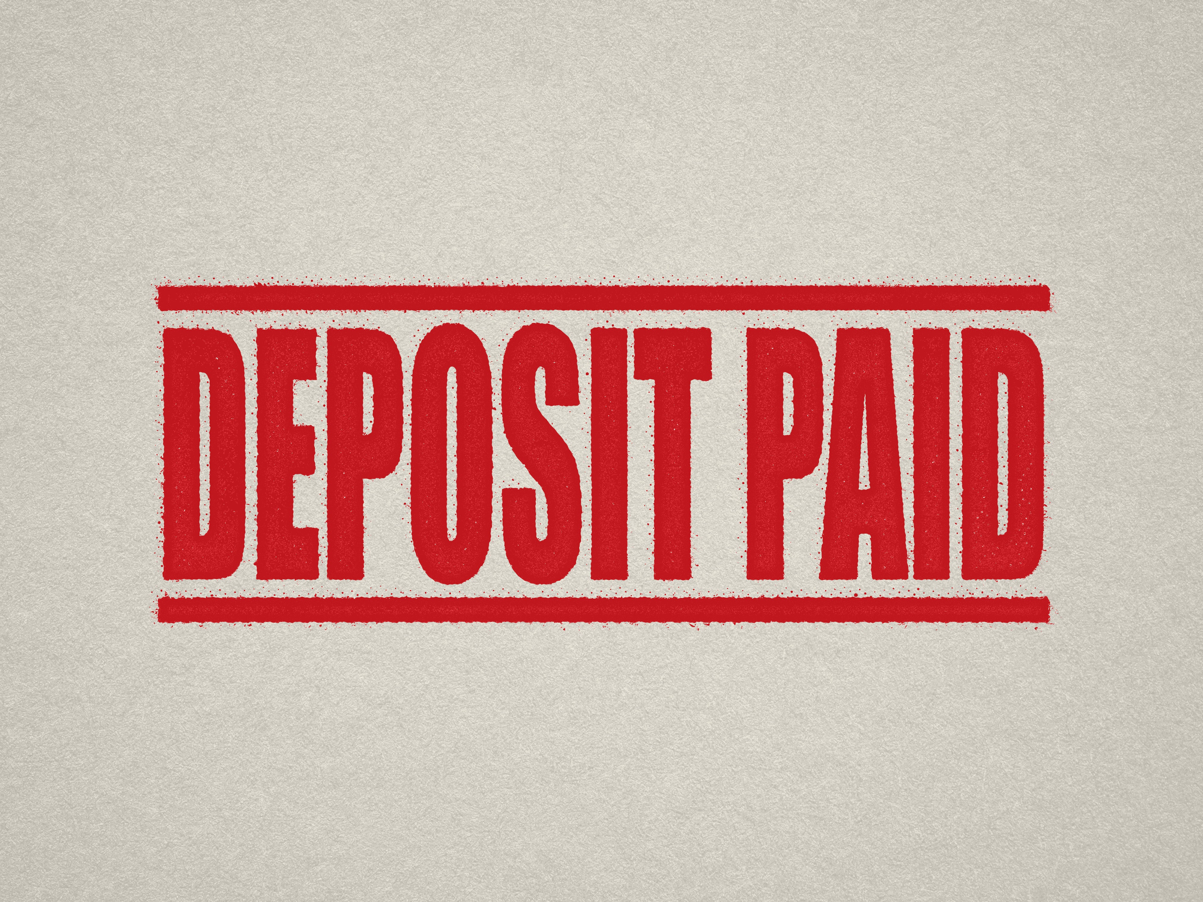 mock up design of 'Deposit Paid' rubber stamp red ink in paper background stampers hand stamp office business inventory documents self inking prefill refillable stamps stamping