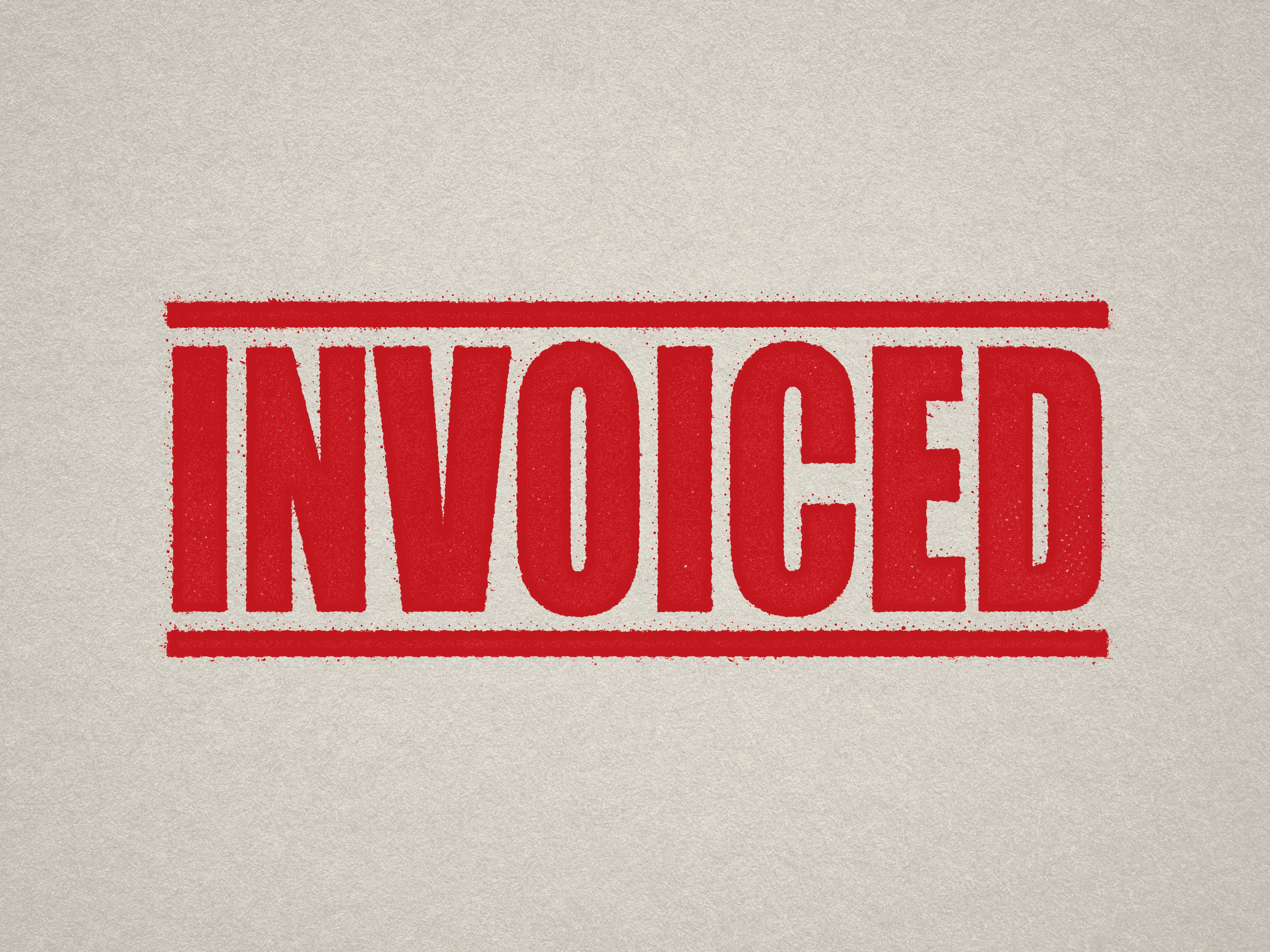 mock up design of INVOICED rubber stamp red ink in paper background stampers hand stamp office business inventory documents