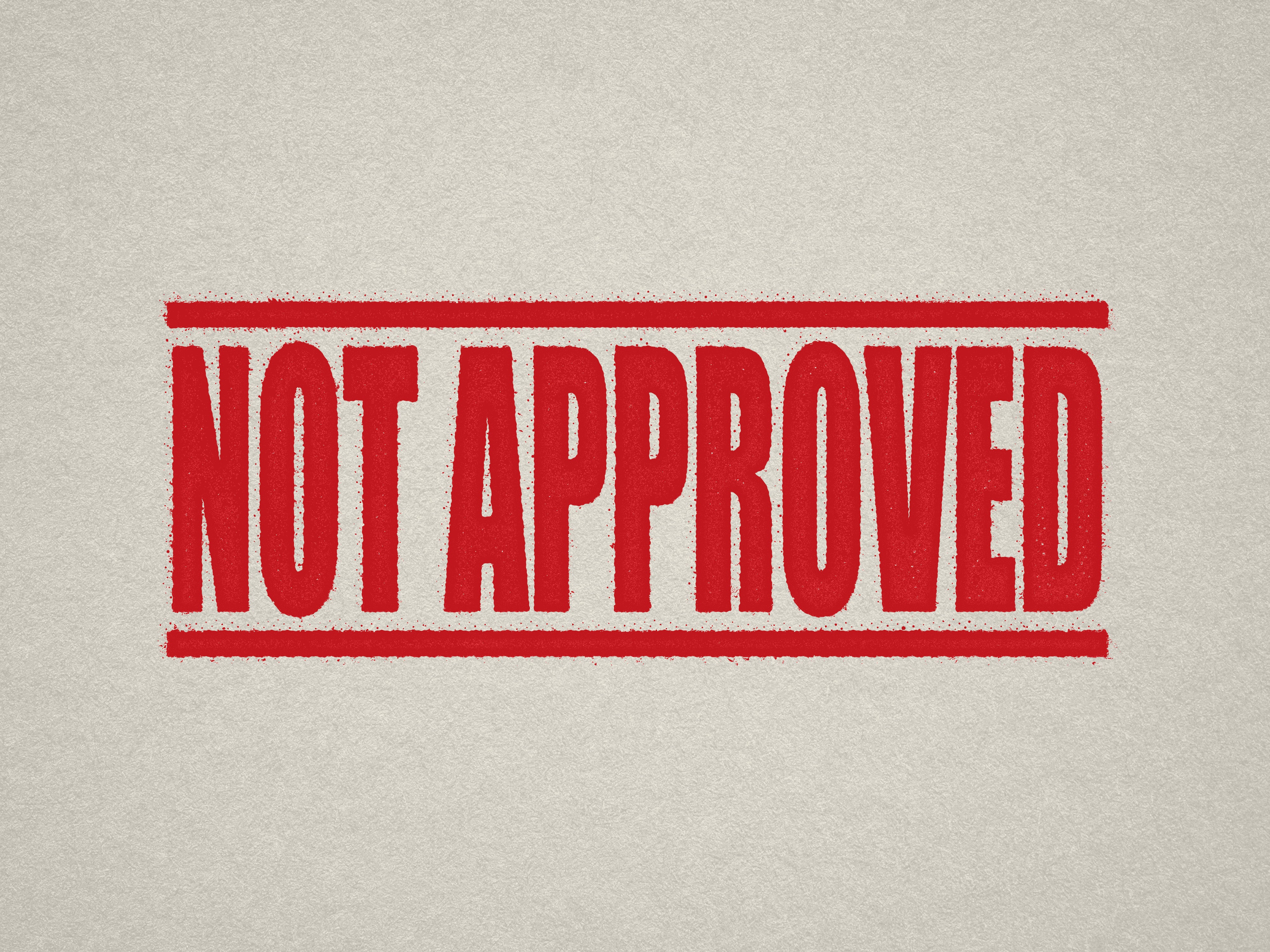 mock up design of 'Not Approved' rubber stamp red ink in paper background stampers hand stamp office business inventory documents self inking prefill refillable stamps stamping