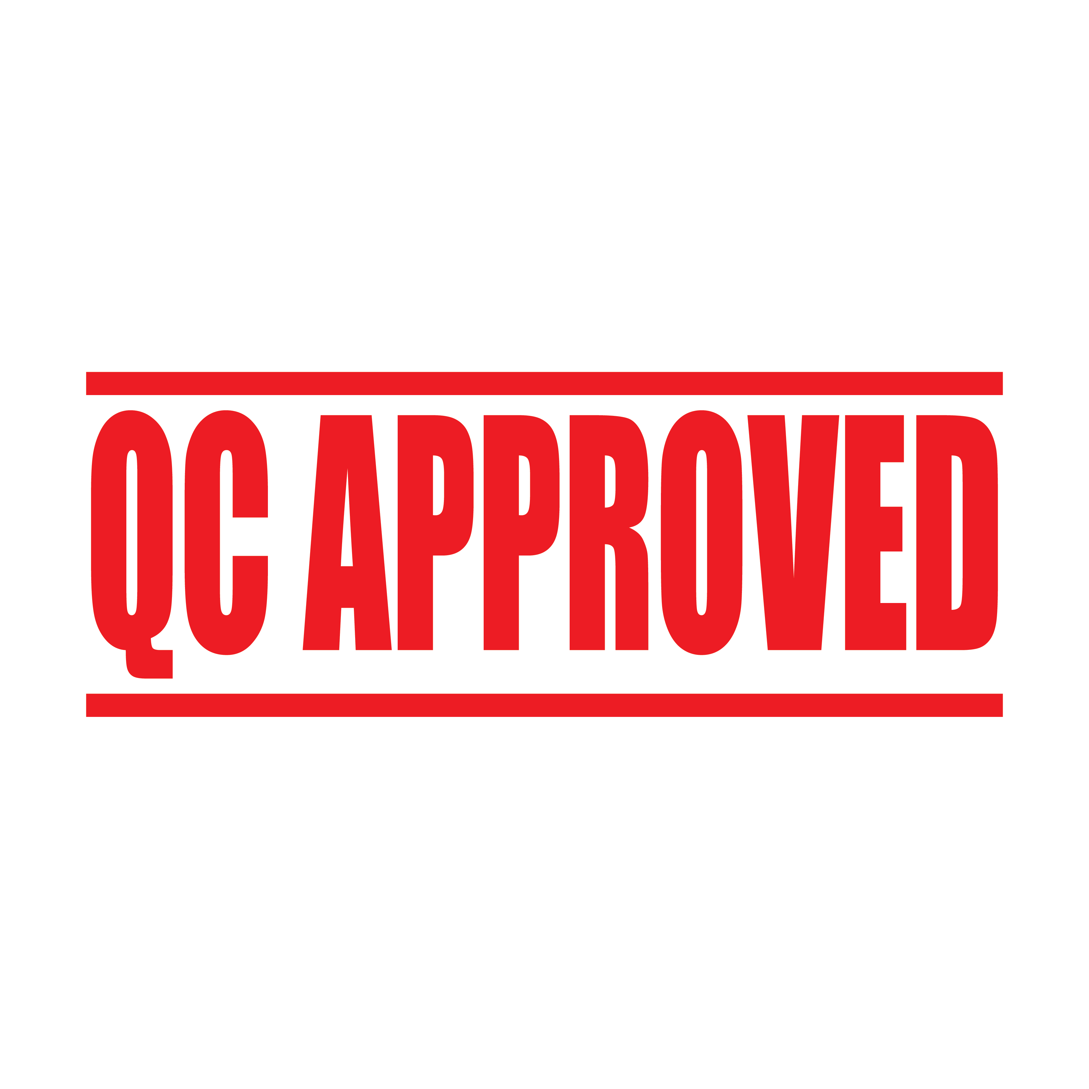 Self-inking QC Approved stamper in red ink