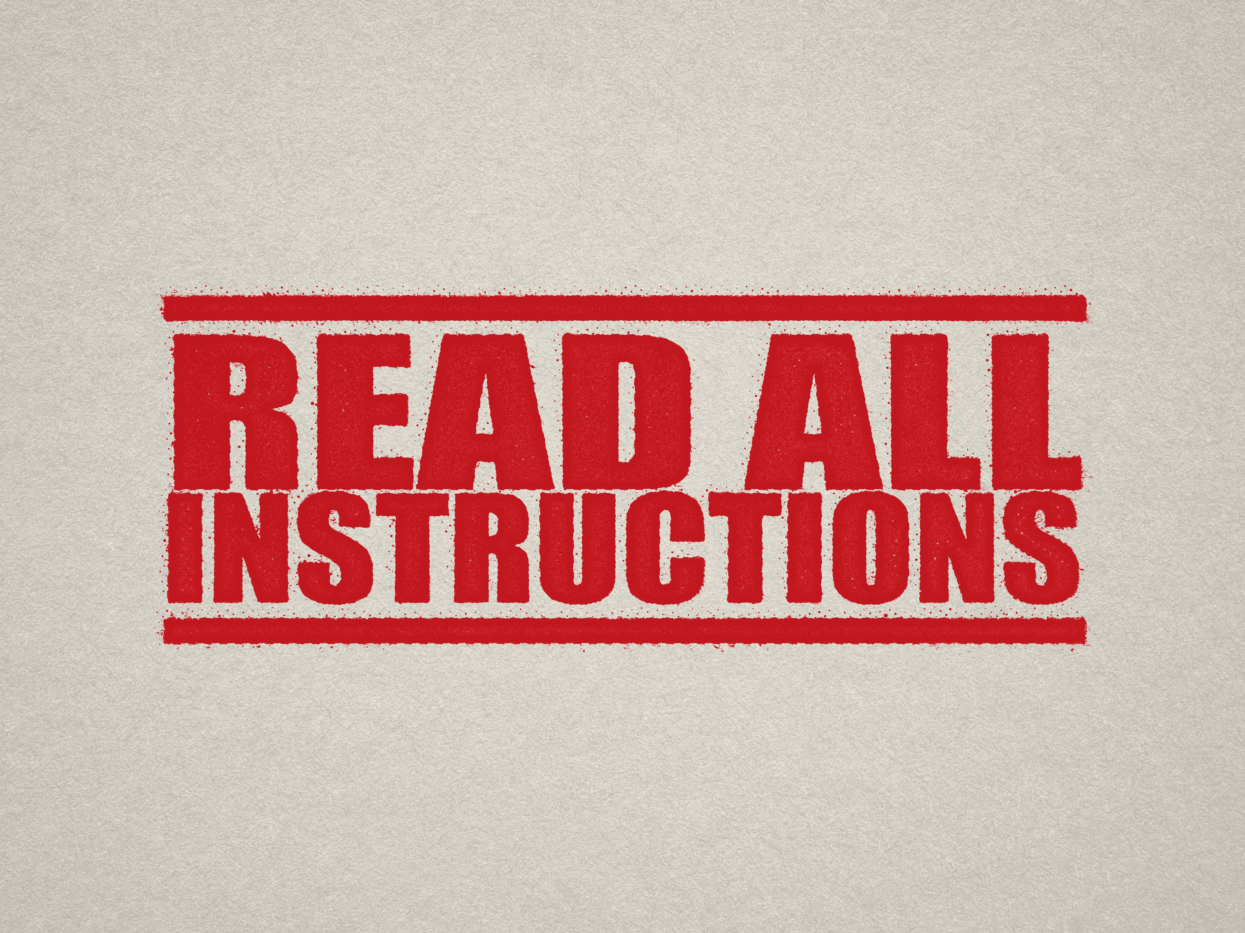 Read All Instructions Stamp ink Red Ink