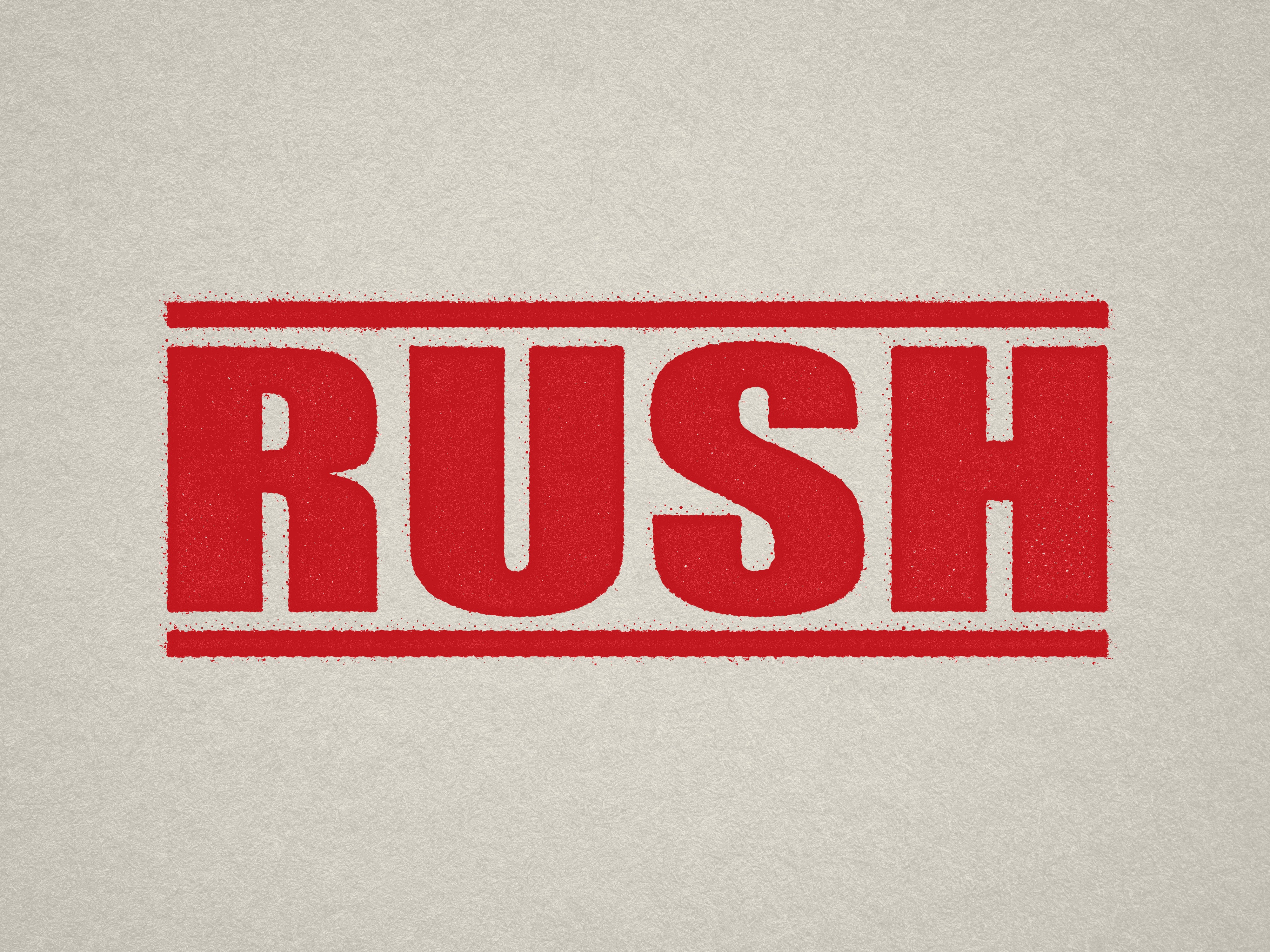 RUSH rubber stamp red ink