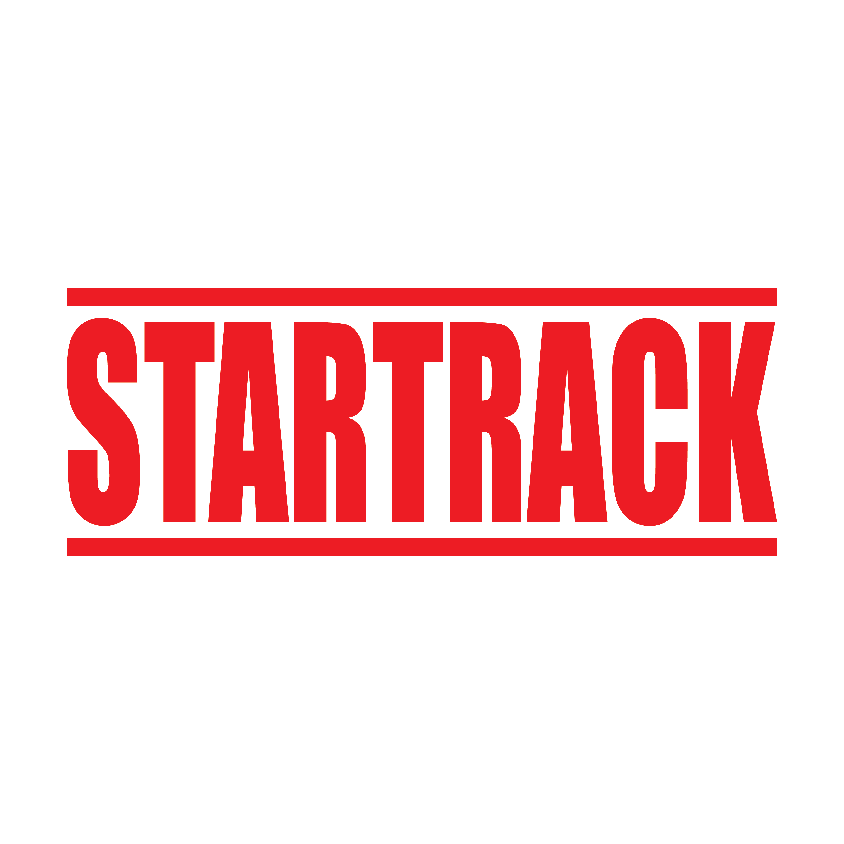 Red pre-inked Startrack stamp off the shelf design