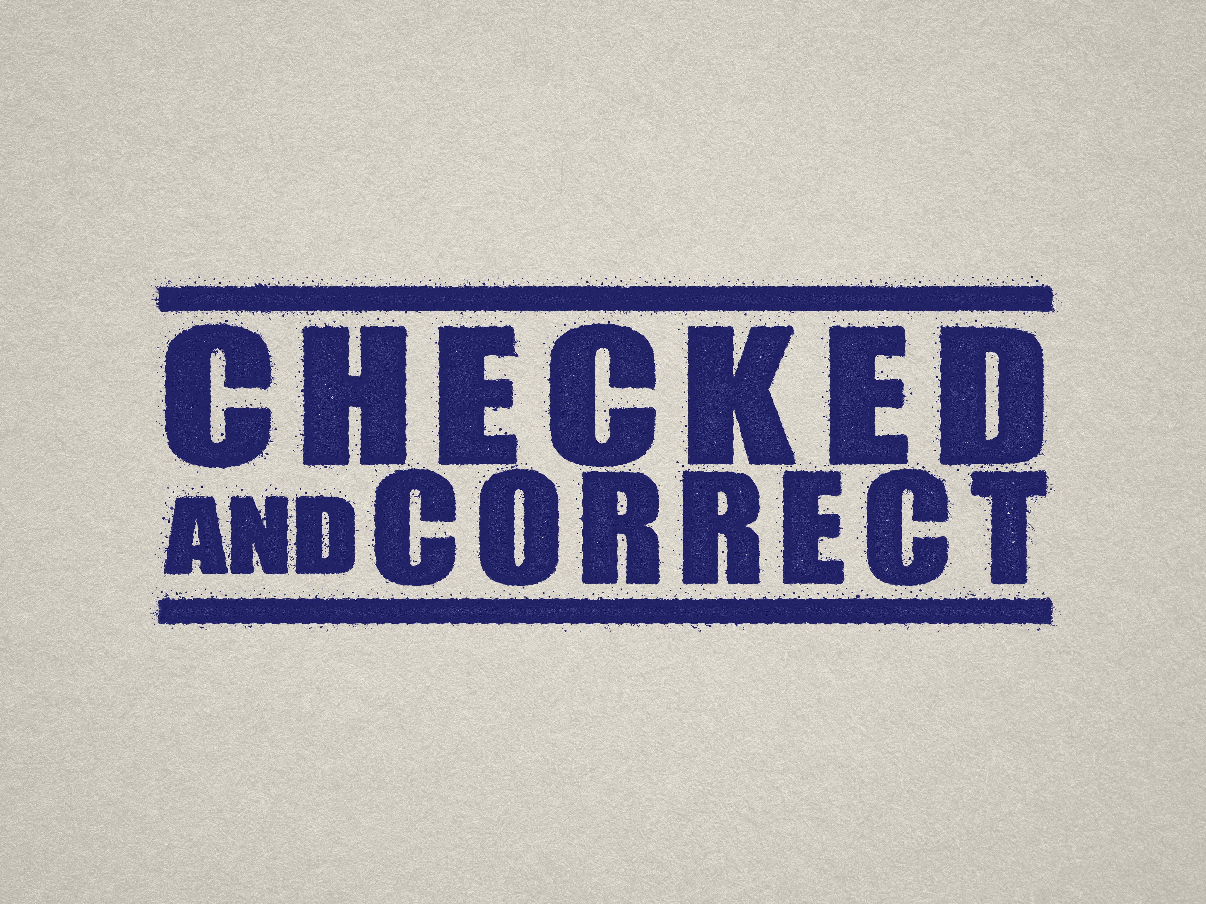 Checked and Correct rubber stamp Blue ink