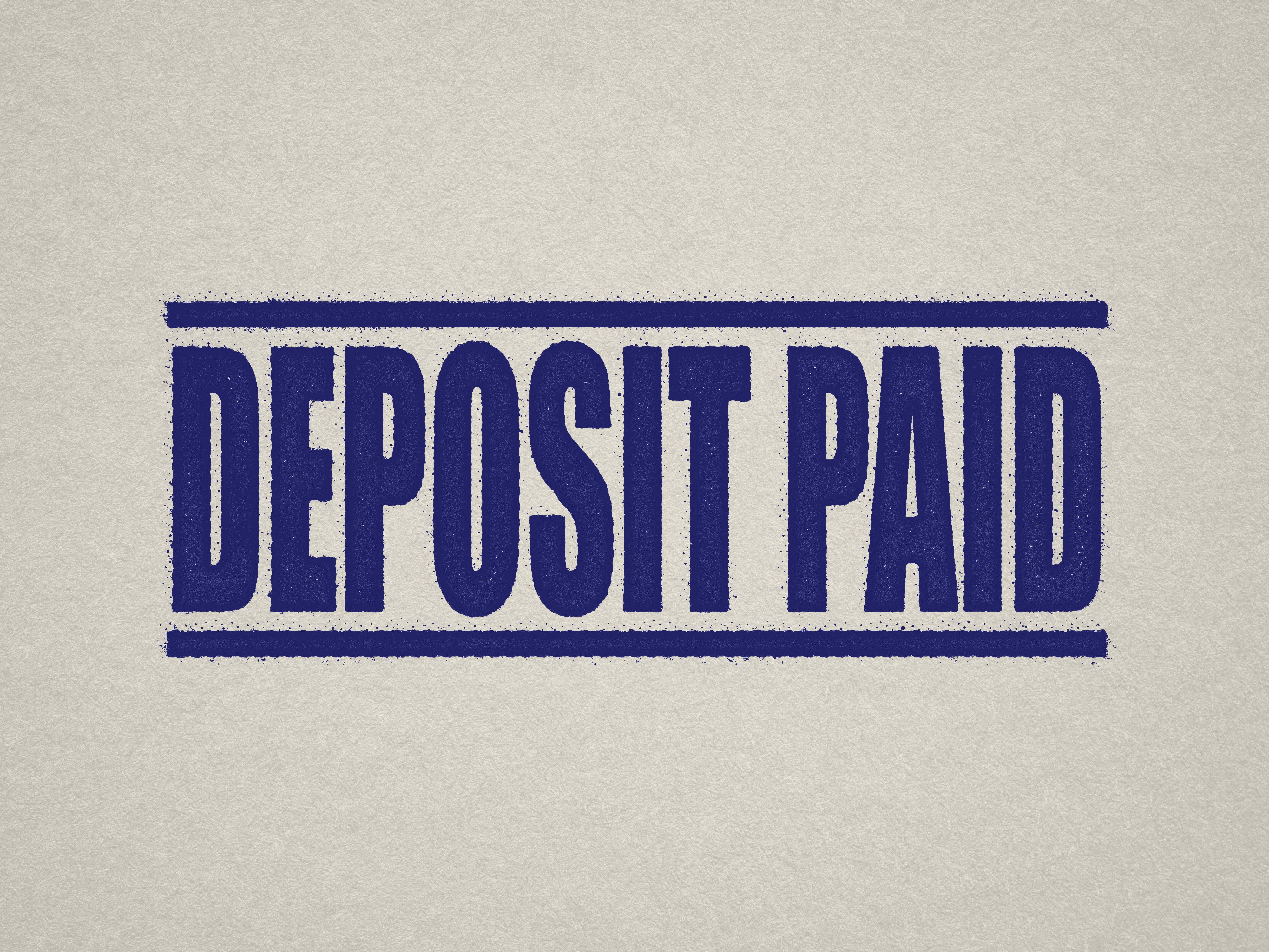 mock up design of 'Deposit Paid' rubber stamp blue ink in paper background stampers hand stamp office business inventory documents self inking prefill refillable stamps stamping