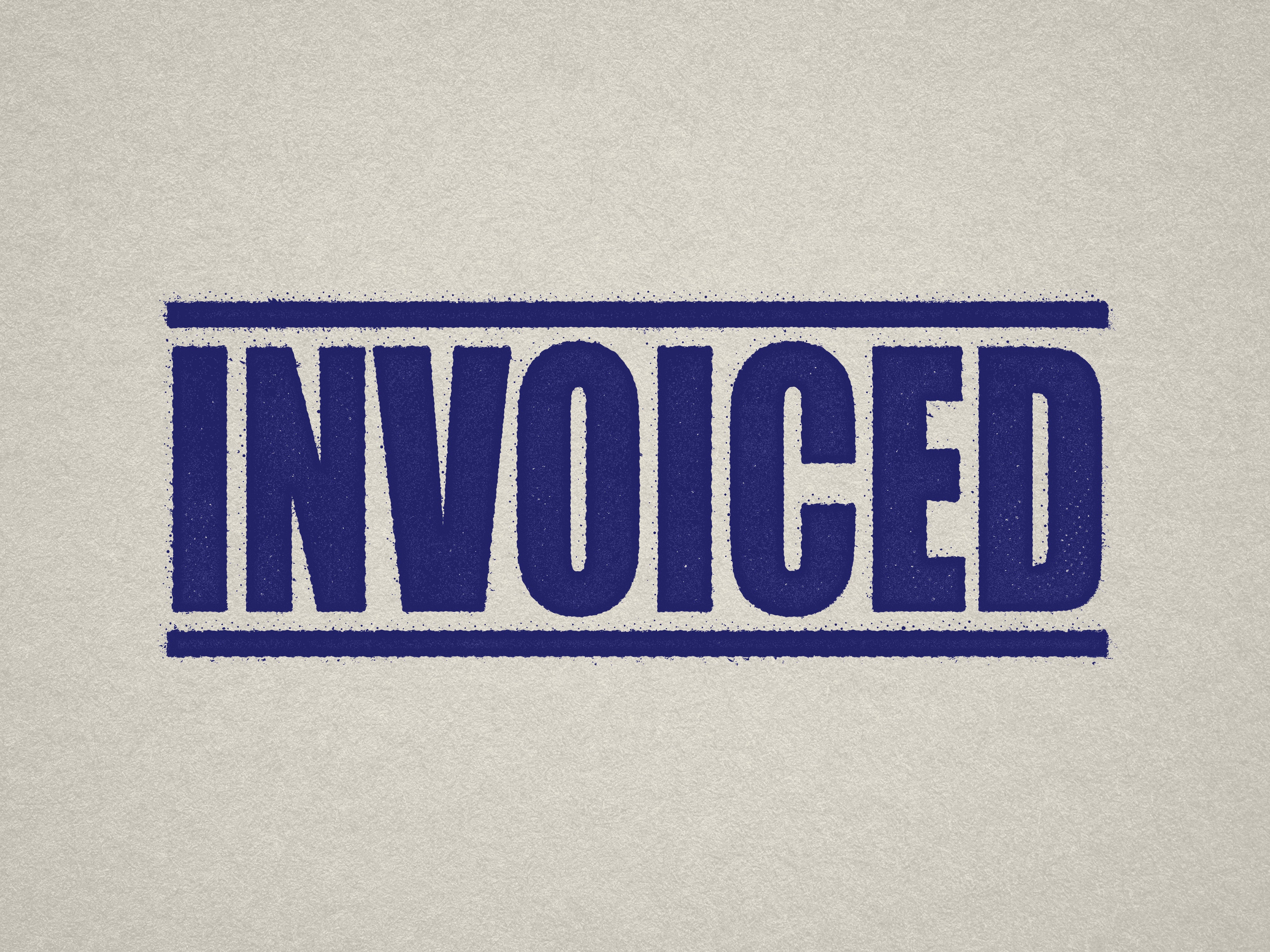 mock up design of INVOICED rubber stamp blue ink in paper background stampers hand stamp office business inventory documents