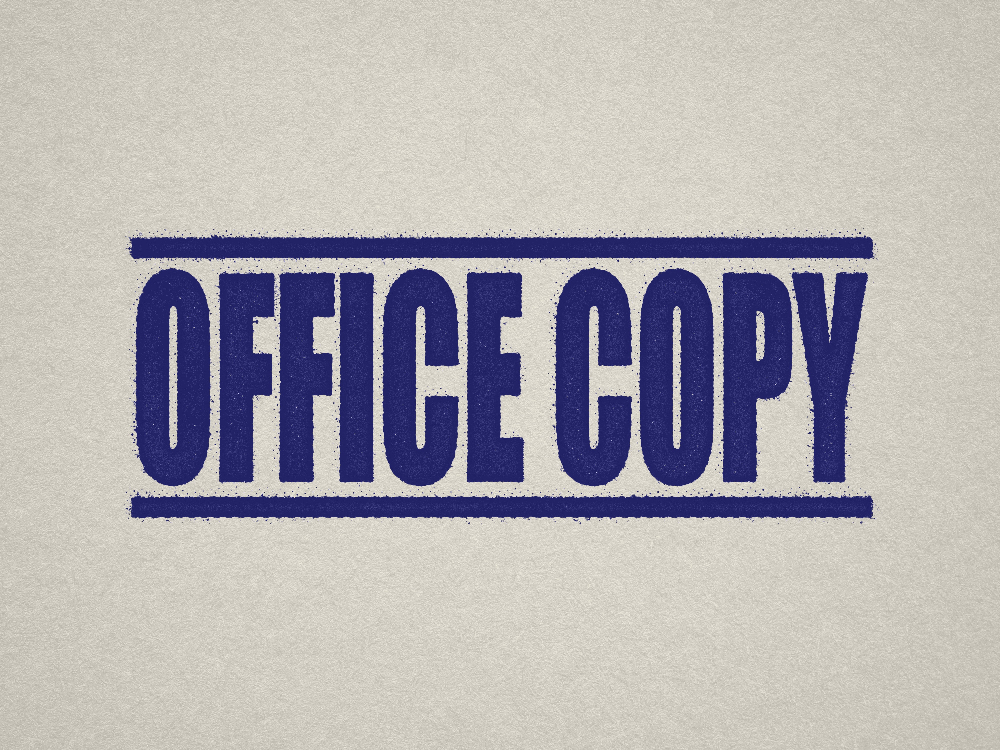 mock up design of 'Office Copy" rubber stamp blue ink in paper background stampers hand stamp office business inventory documents self inking prefill refillable stamps stamping