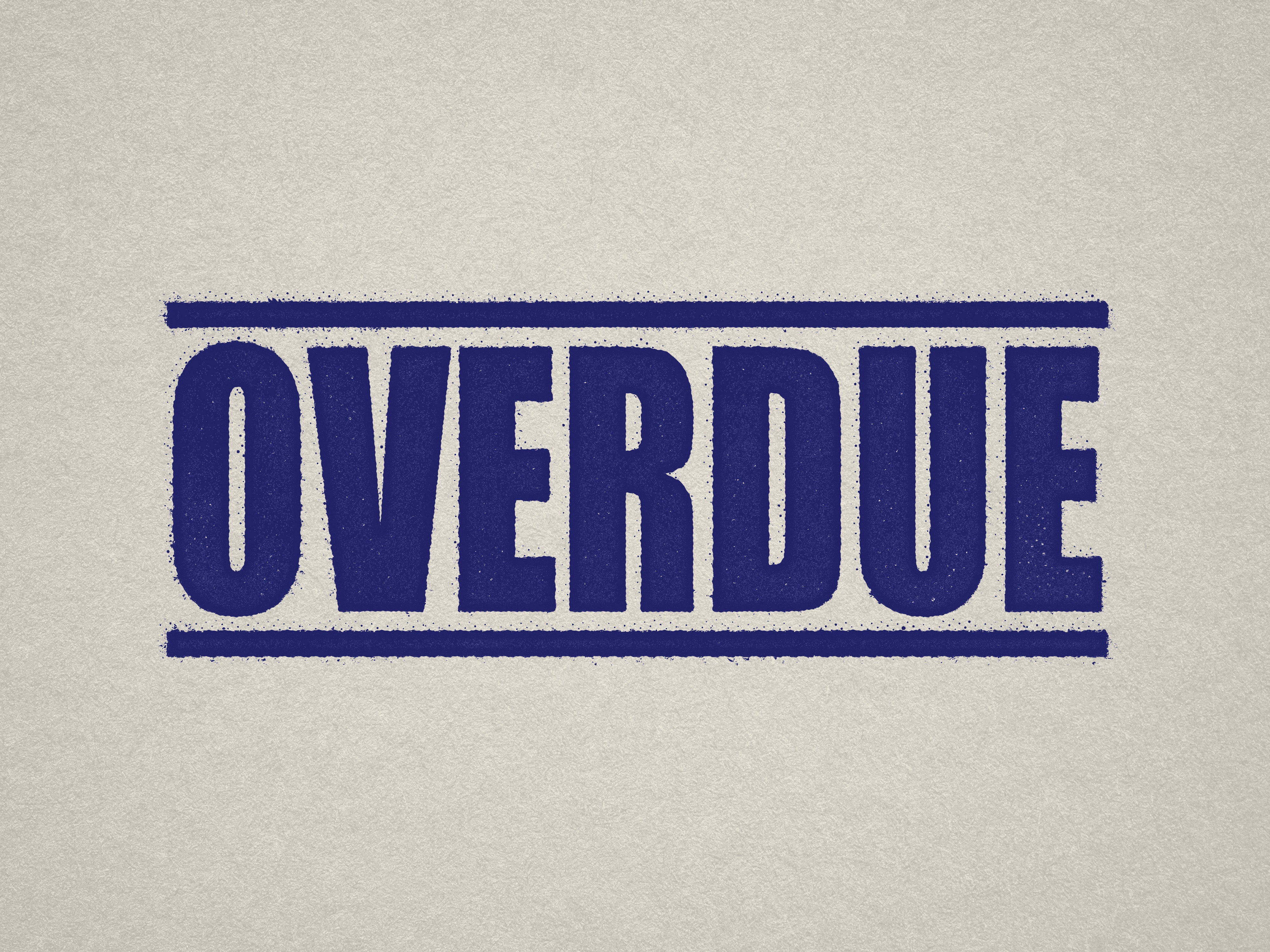 mock up design of 'Overdue " rubber stamp blue ink in paper background stampers hand stamp office business inventory documents
