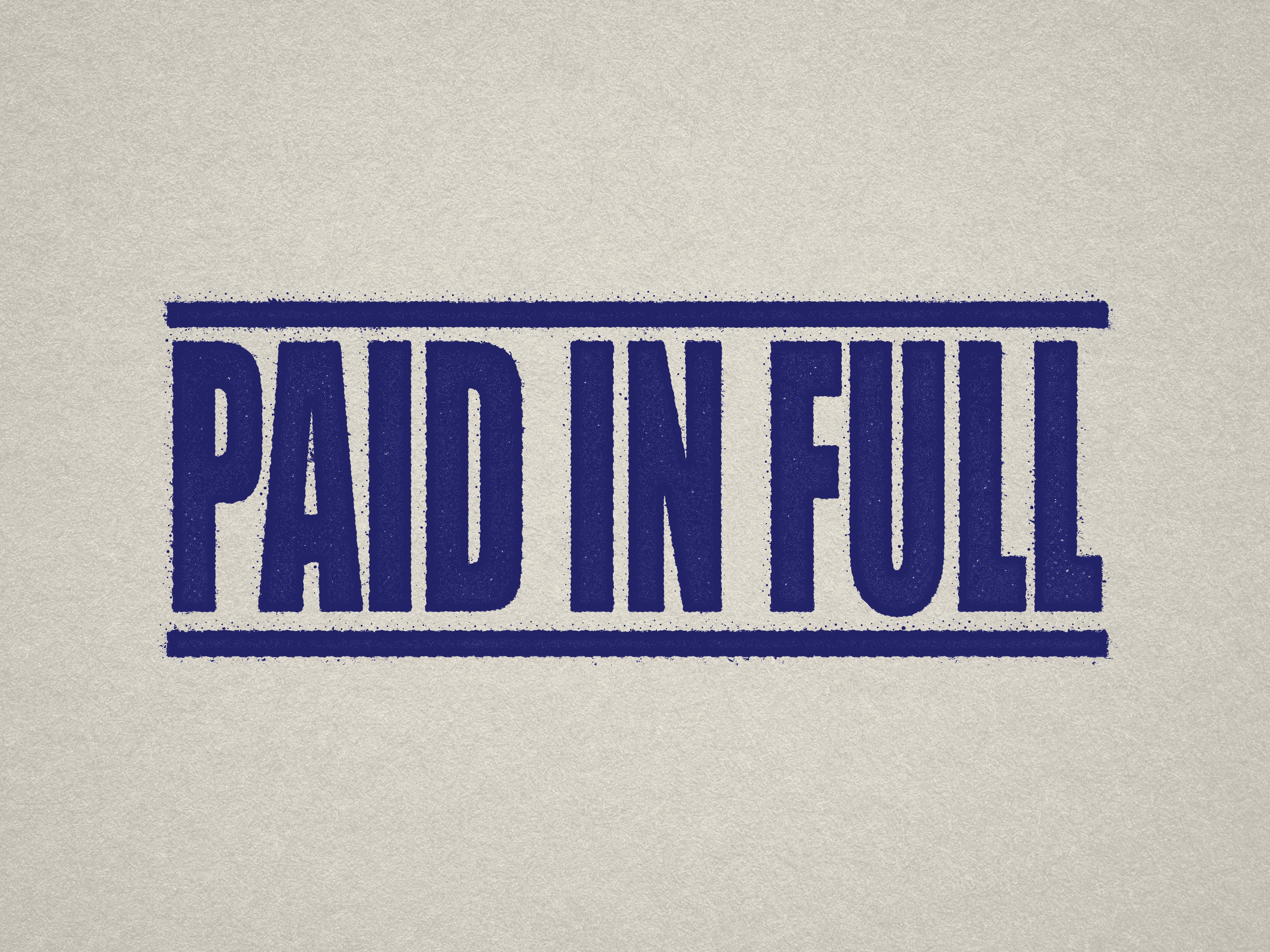 mock up design of 'Paid In Full' rubber stamp blue ink in paper background stampers hand stamp office business inventory documents
