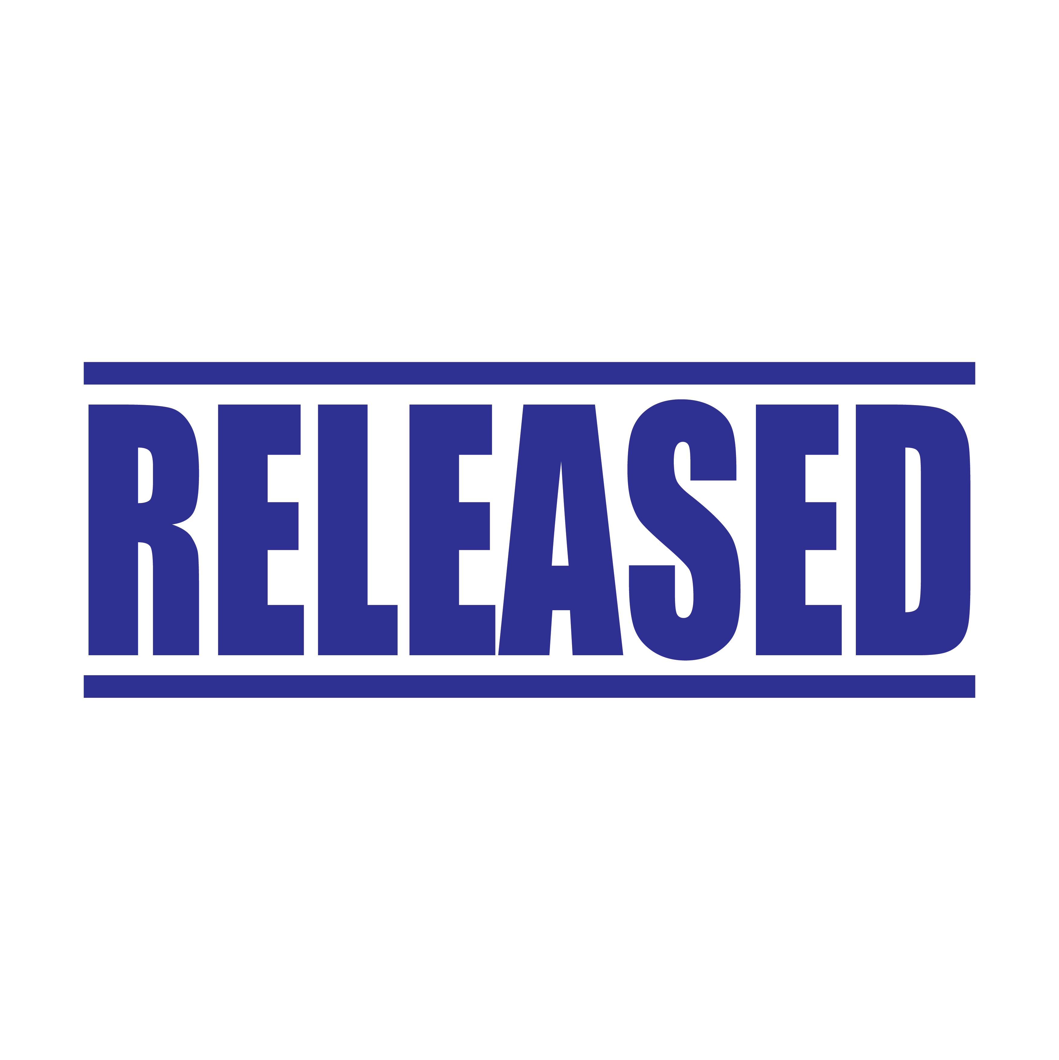 Blue readymade rubber stamp, RELEASED design