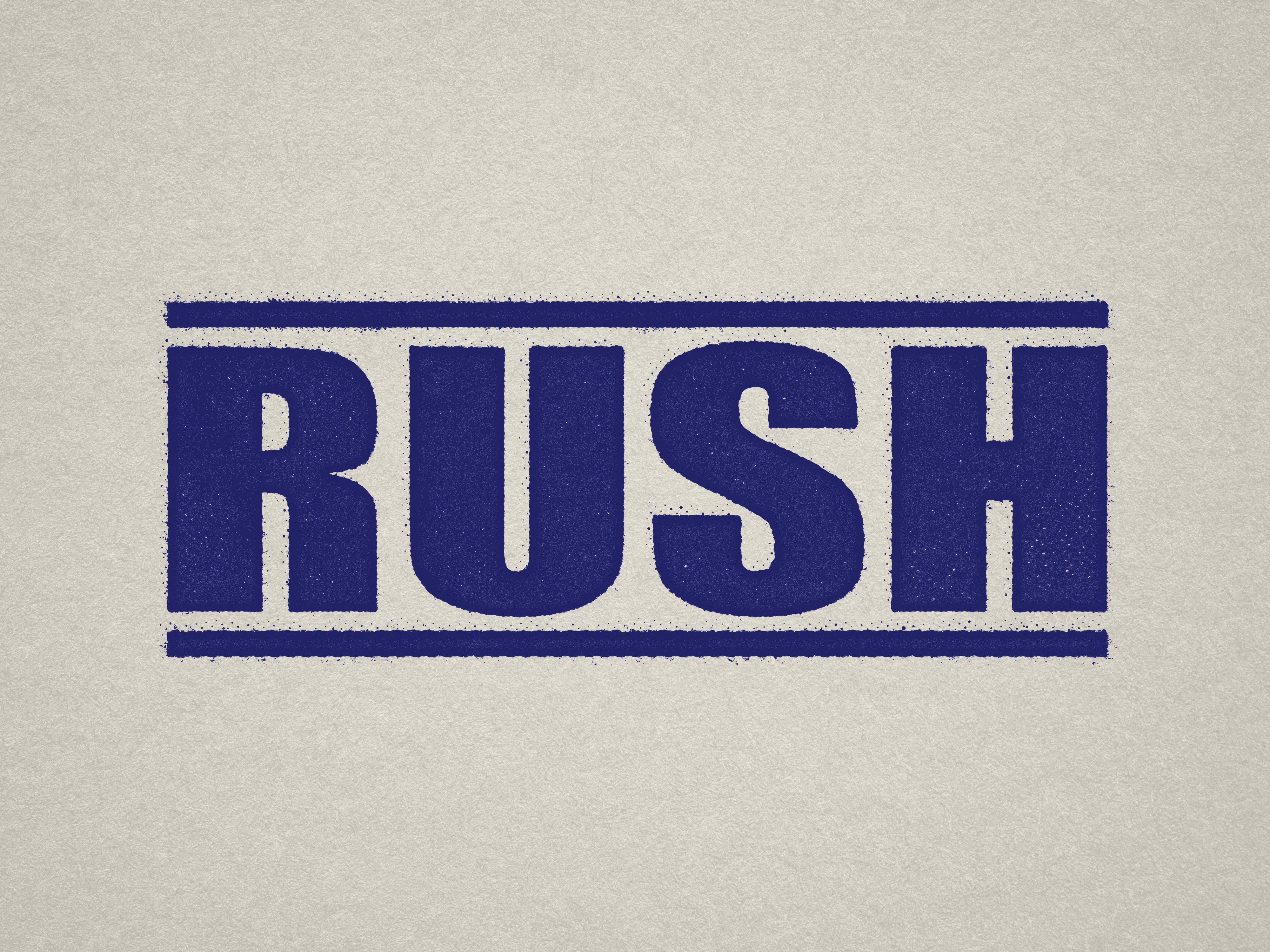 RUSH rubber stamp Blue ink ready made design