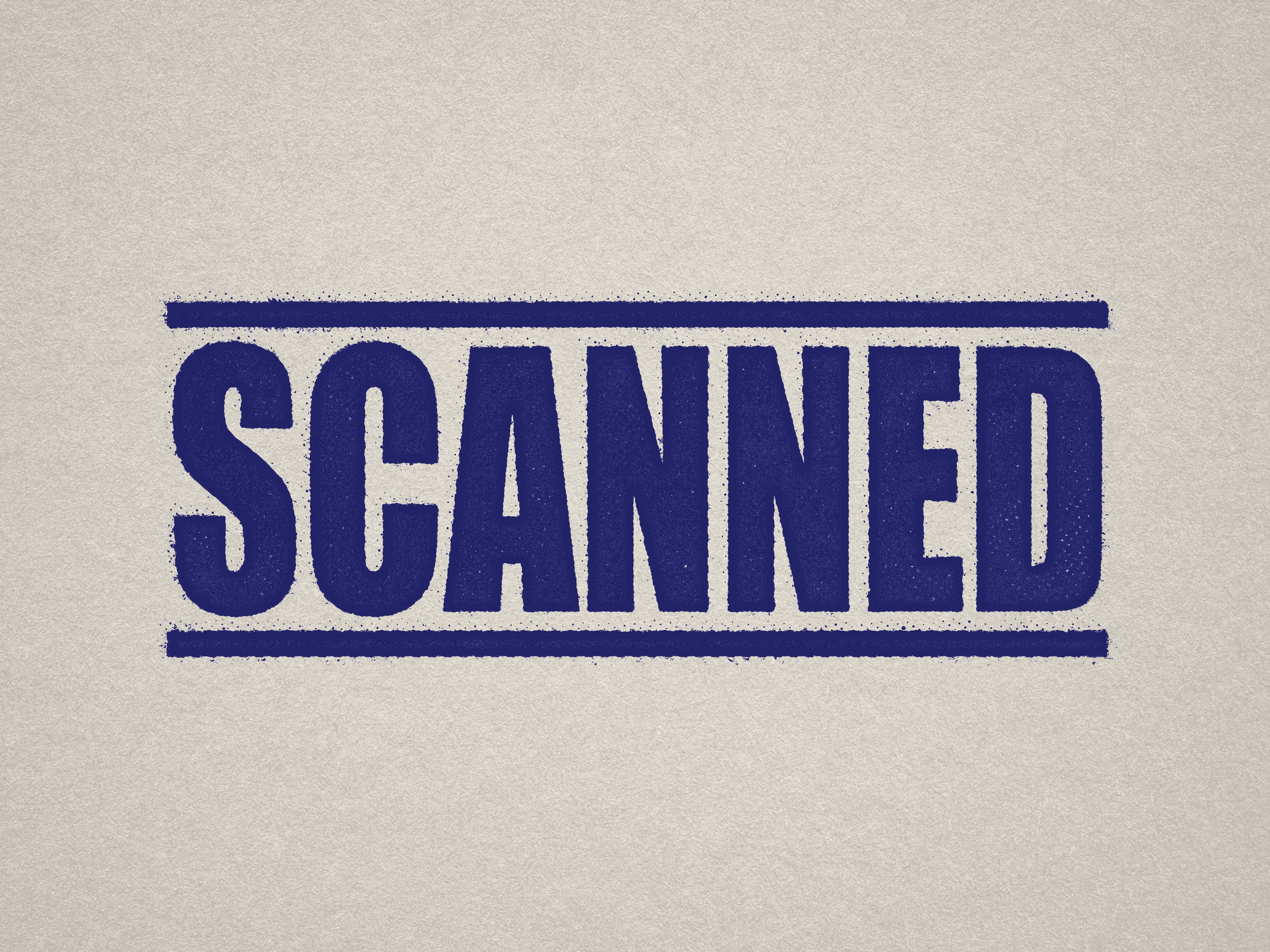 Mock up design or lifestyle image of 'SCANNED' rubber stamp blue ink in paper background stampers hand stamp office business inventory documents self inking prefill refillable stamps stamping