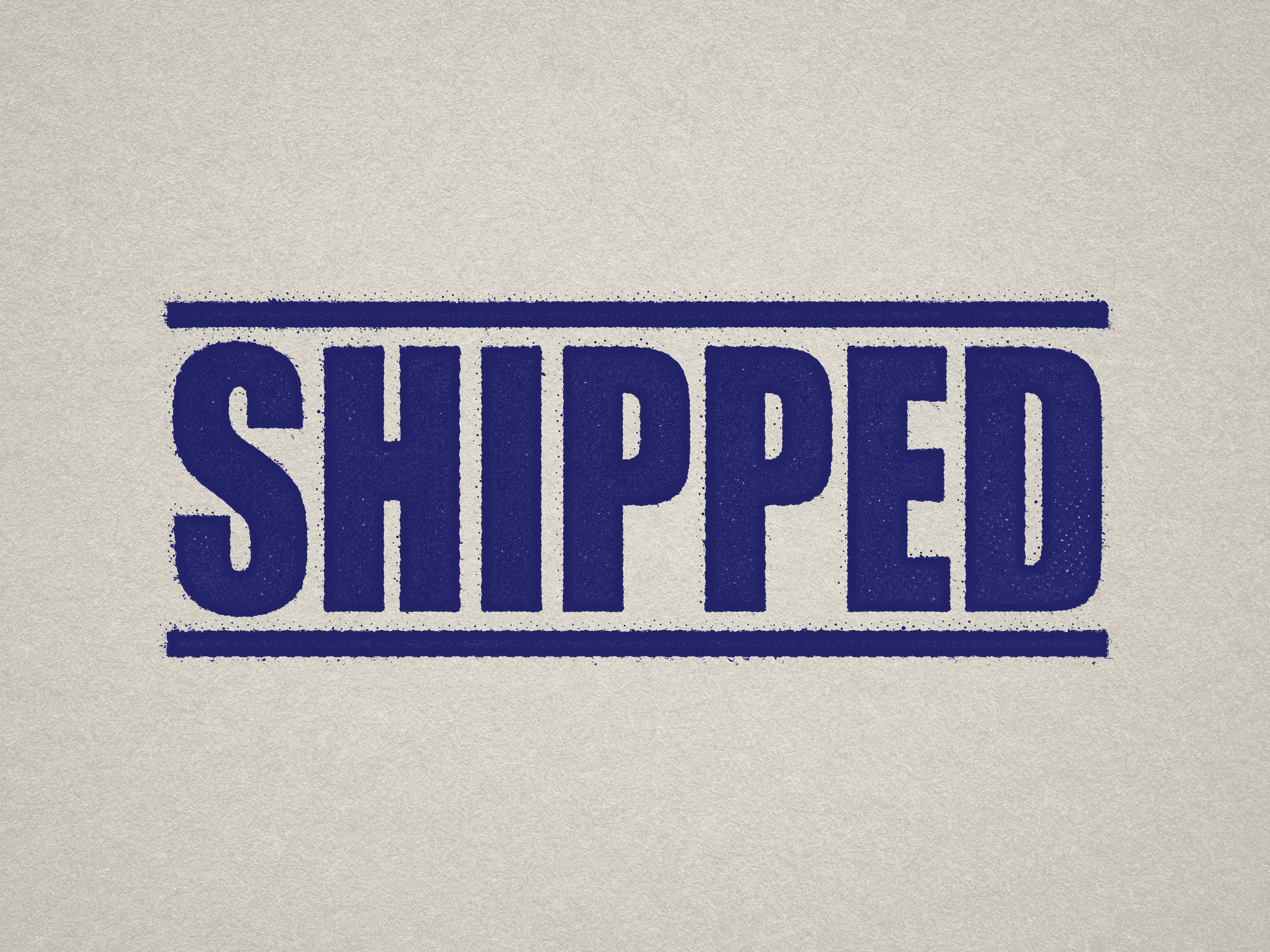 Pre-inked stamp "Shipped" design Blue ink