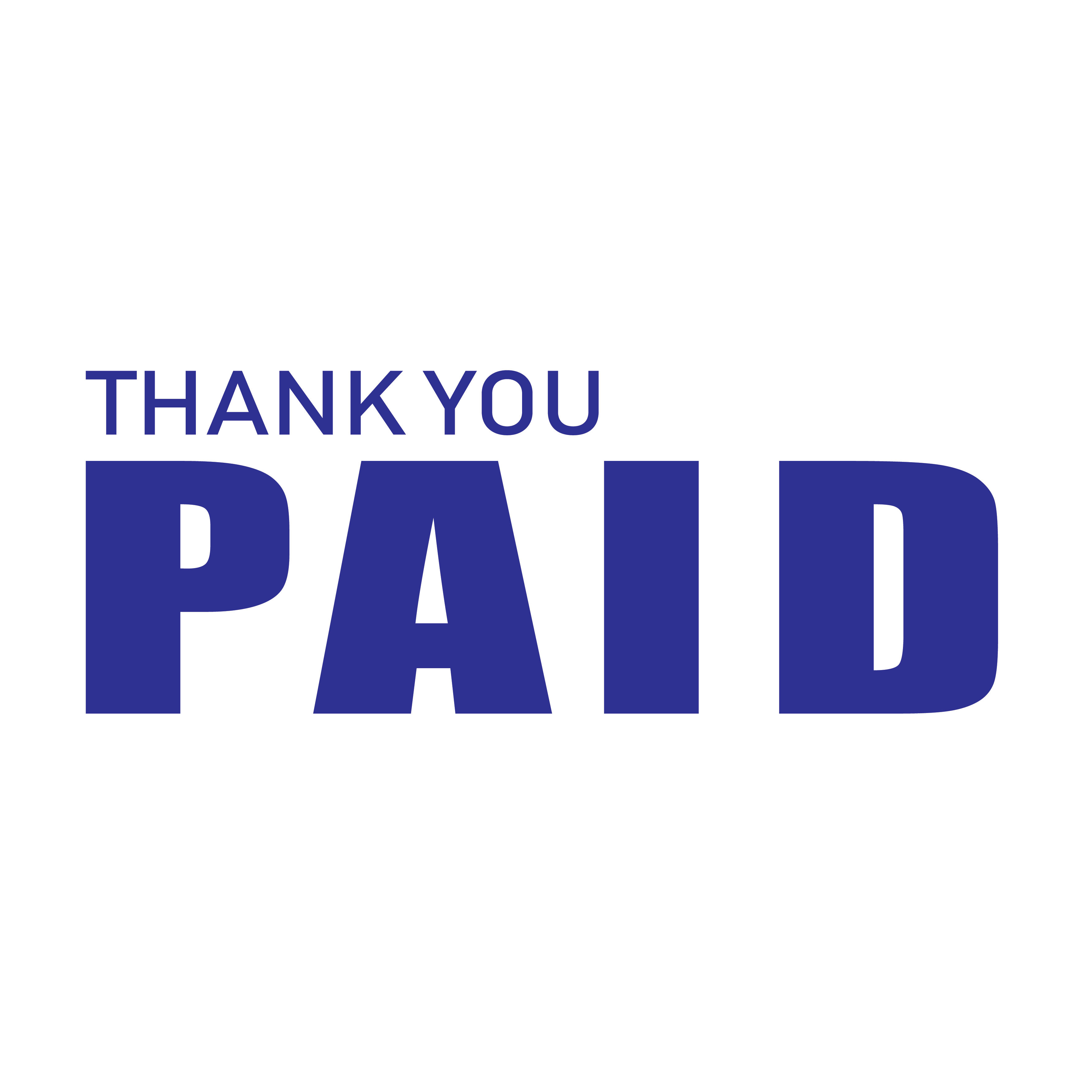 ready made Thank you Paid stamp Blue ink