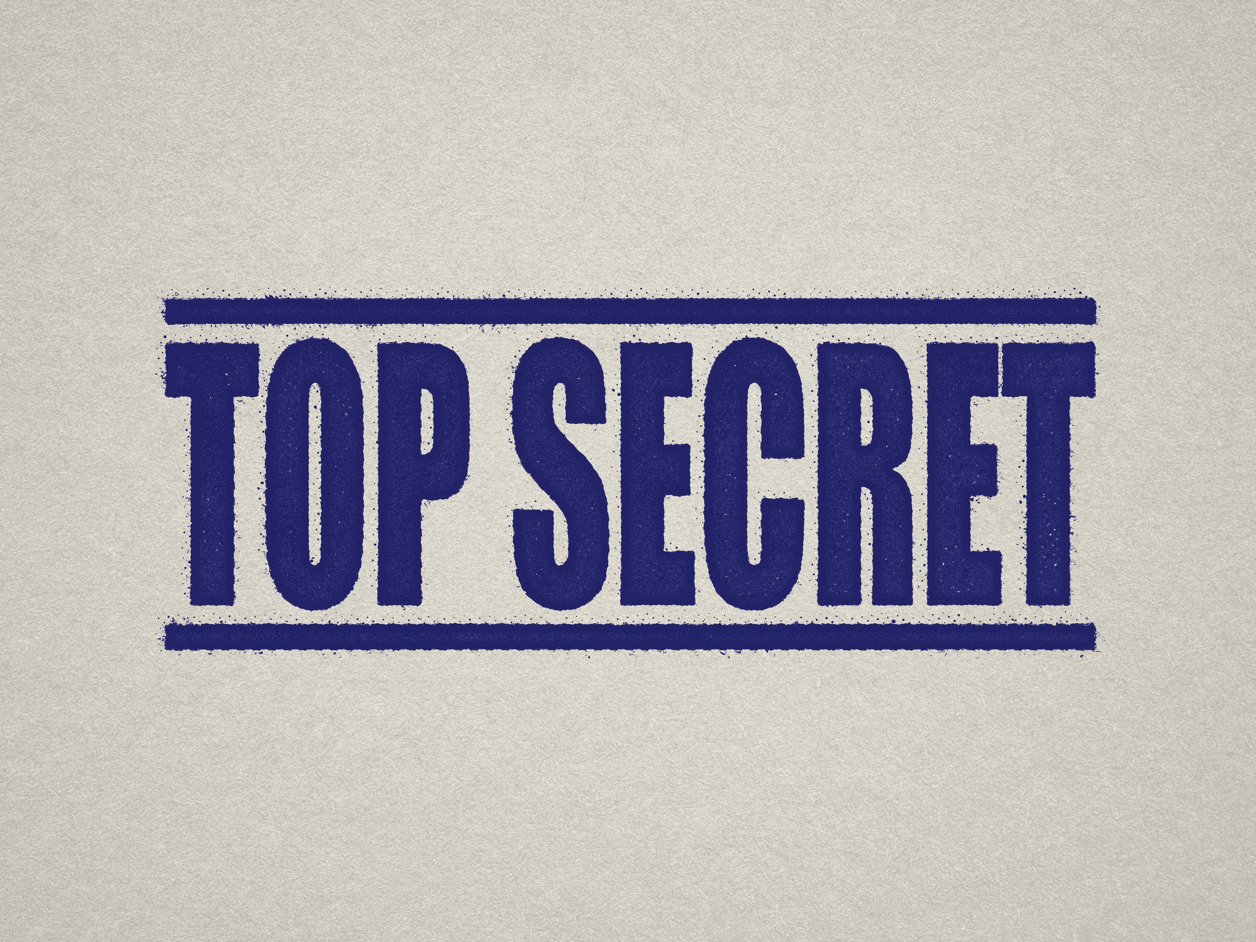 pre-designed stamp Top Secret blue ink