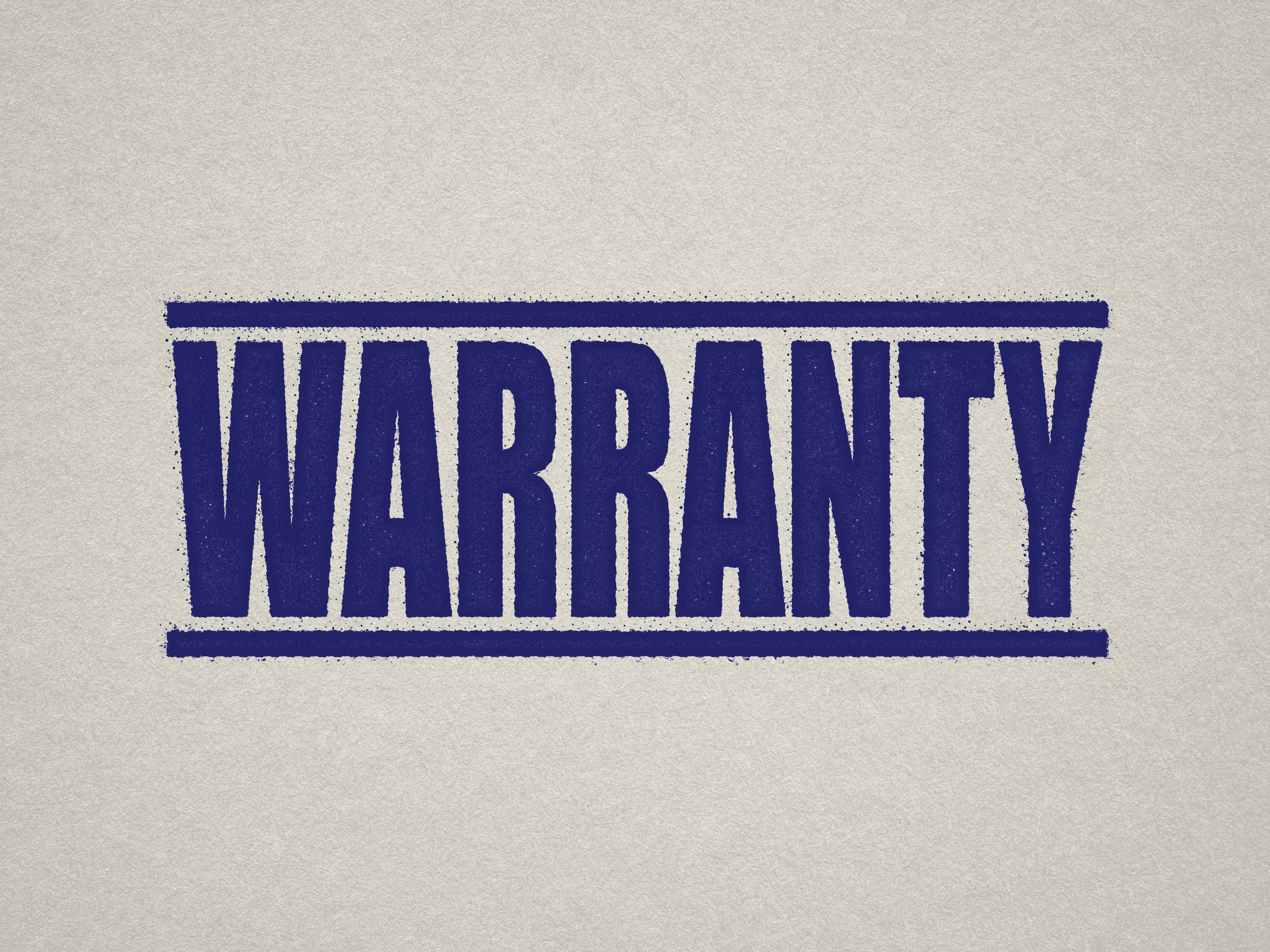 mock up design of 'Warranty ' rubber stamp blue ink in paper background stampers hand stamp office business inventory documents self inking prefill refillable stamps stamping