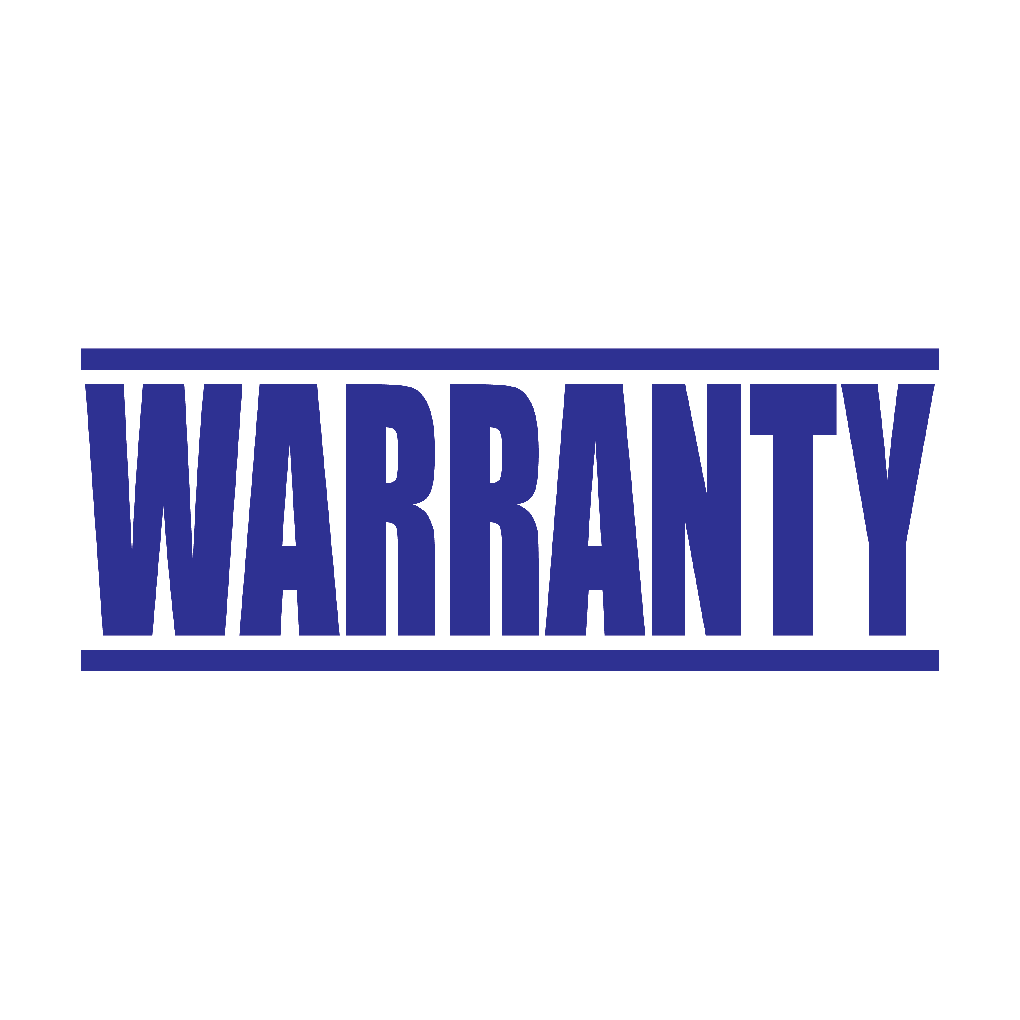A blue self inking rubber stamp with the word 'Warranty ' printed in bold capital letters in blue ink. stampers hand stamp office business inventory documents self inking prefill refillable stamps stamping