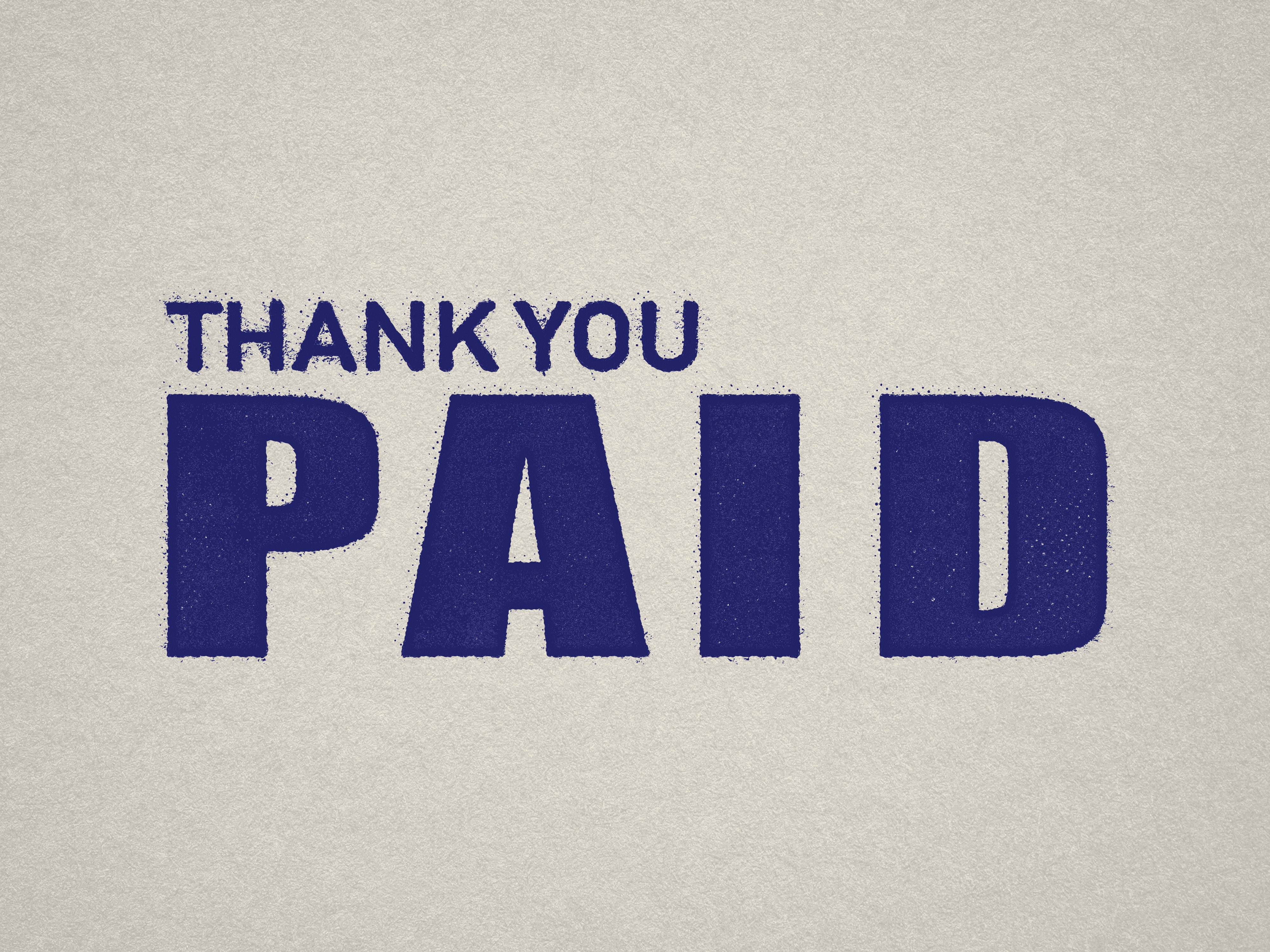 Readymade stamp Thank you Paid design blue ink