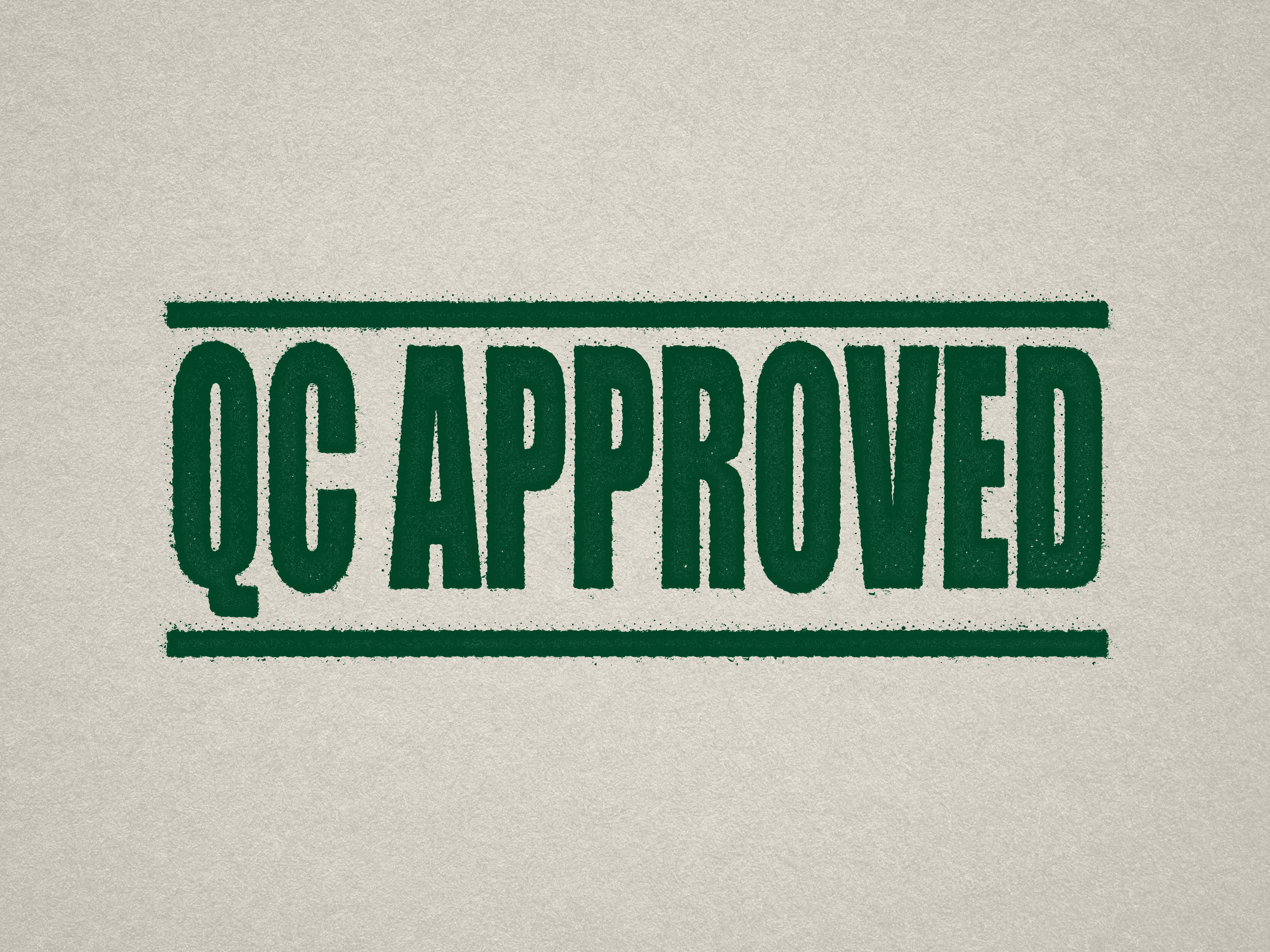 QC Approved rubber stamp Apple Green ink