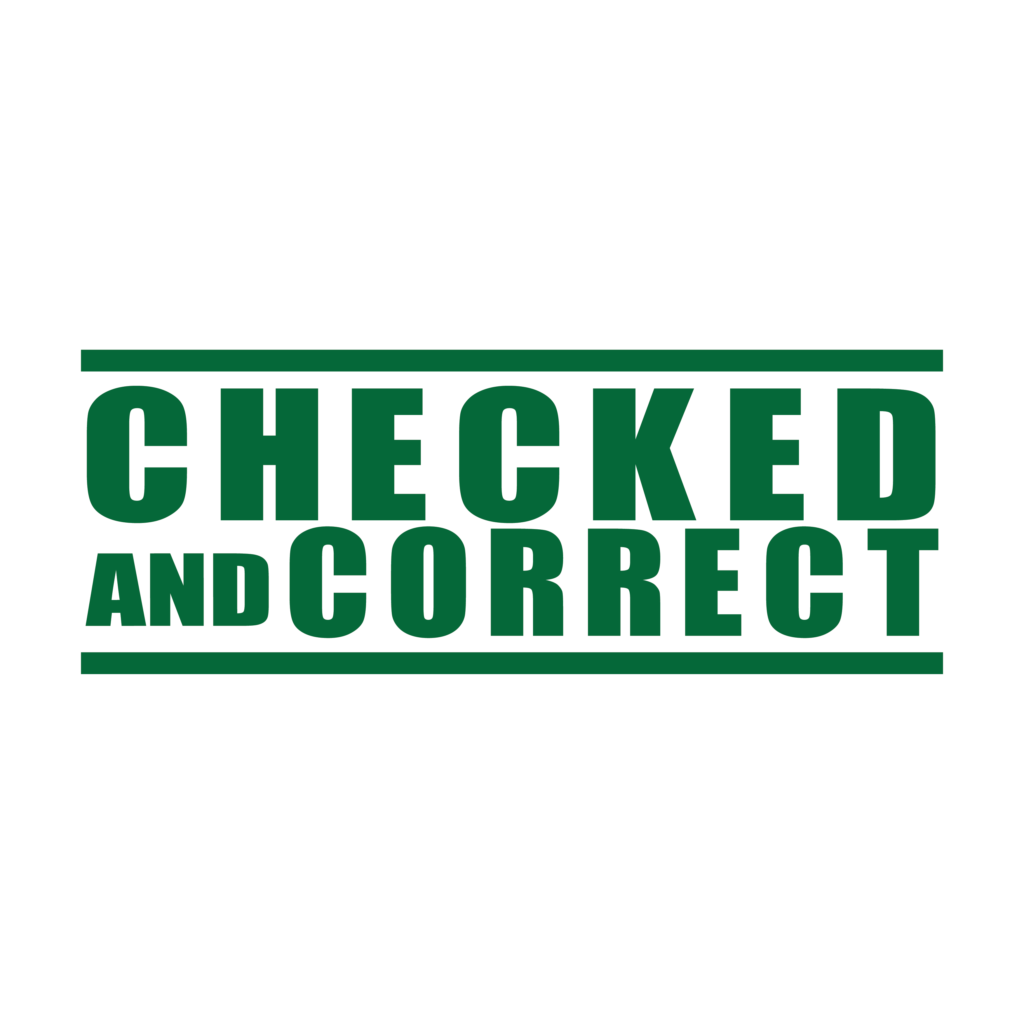 green Checked and Correct hand stamp