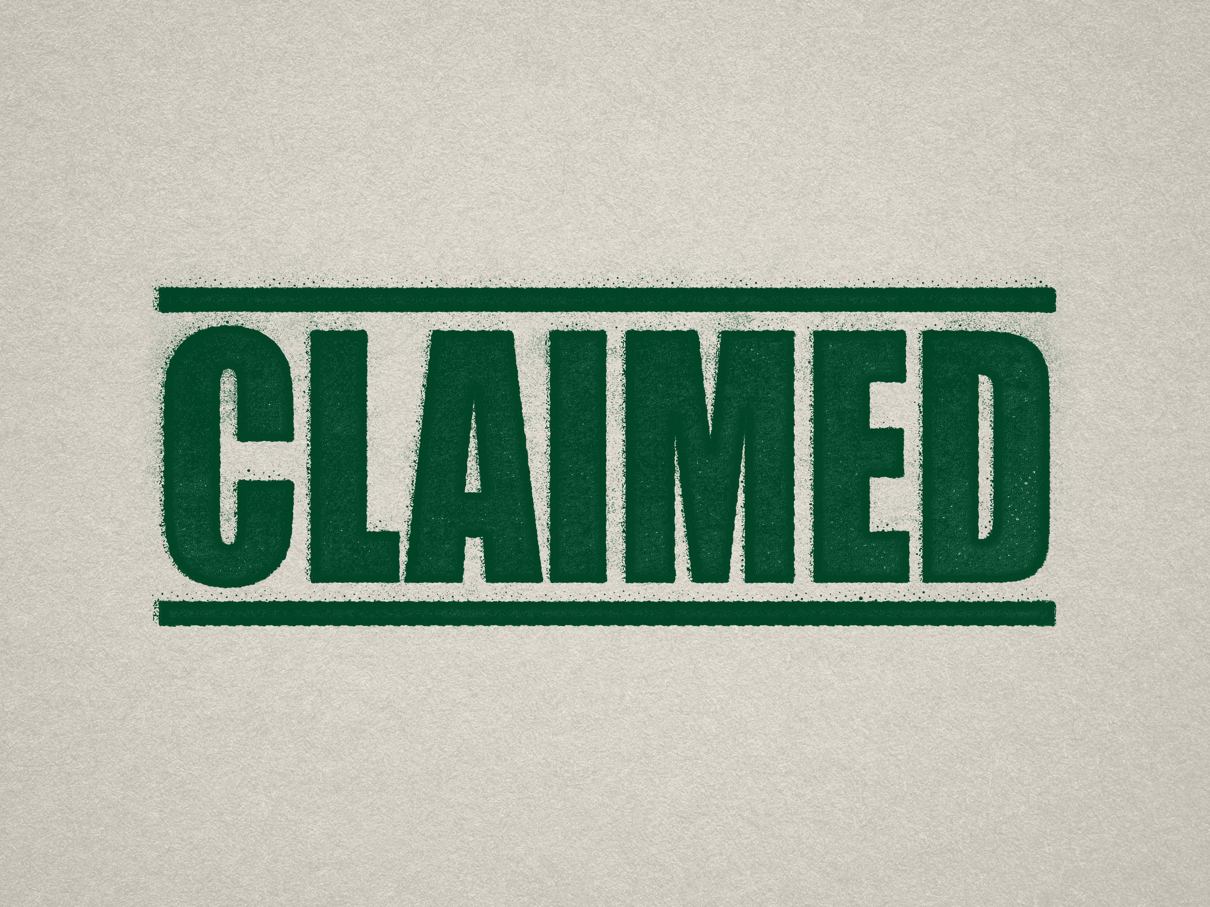 mock up design of 'Claimed' rubber stamp green ink in paper background stampers hand stamp office business inventory documents self inking prefill refillable stamps stamping