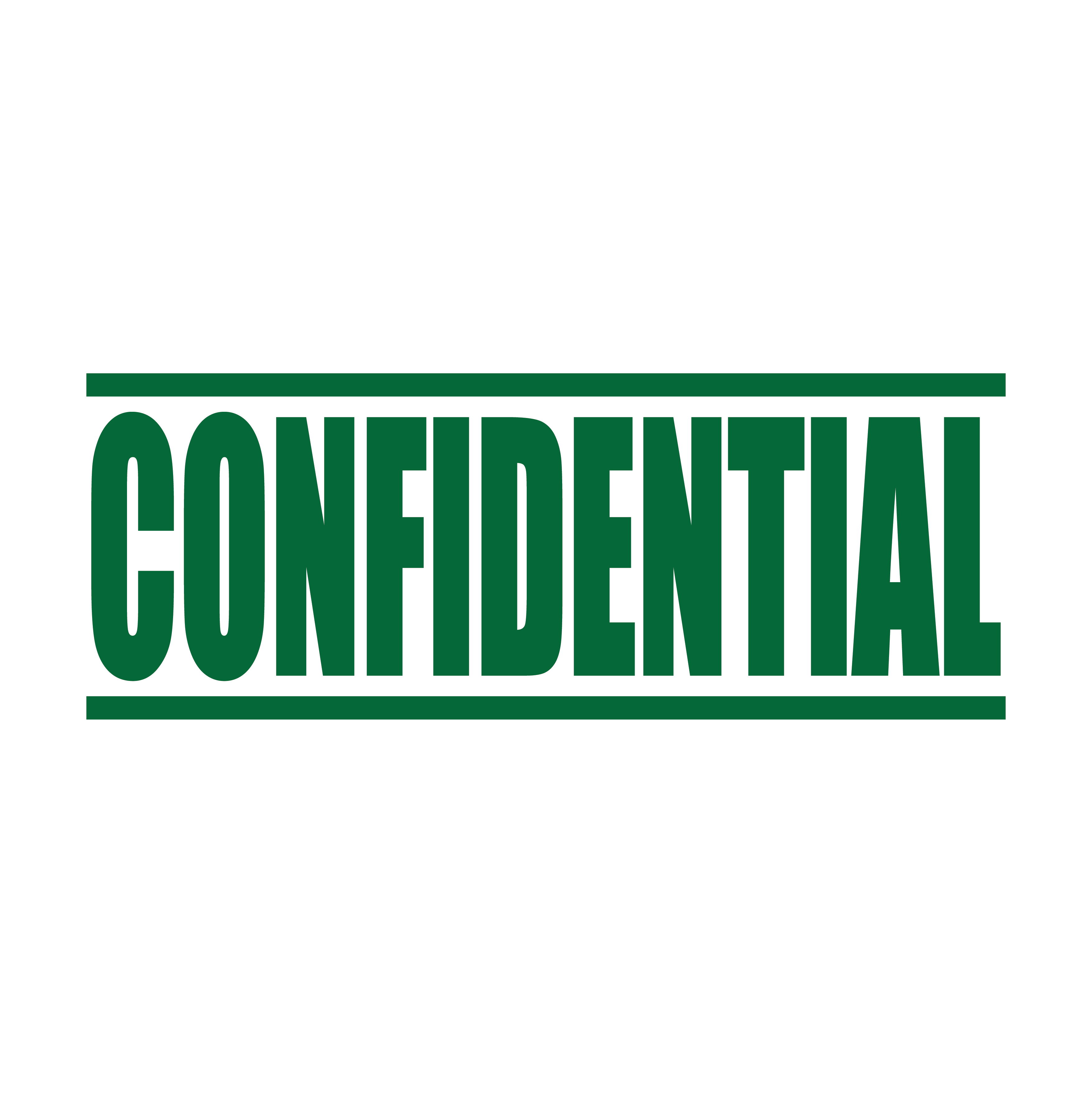 A green self inking rubber stamp with the word 'Confidential' printed in bold capital letters in green ink. stampers hand stamp office business inventory documents self inking prefill refillable stamps stamping