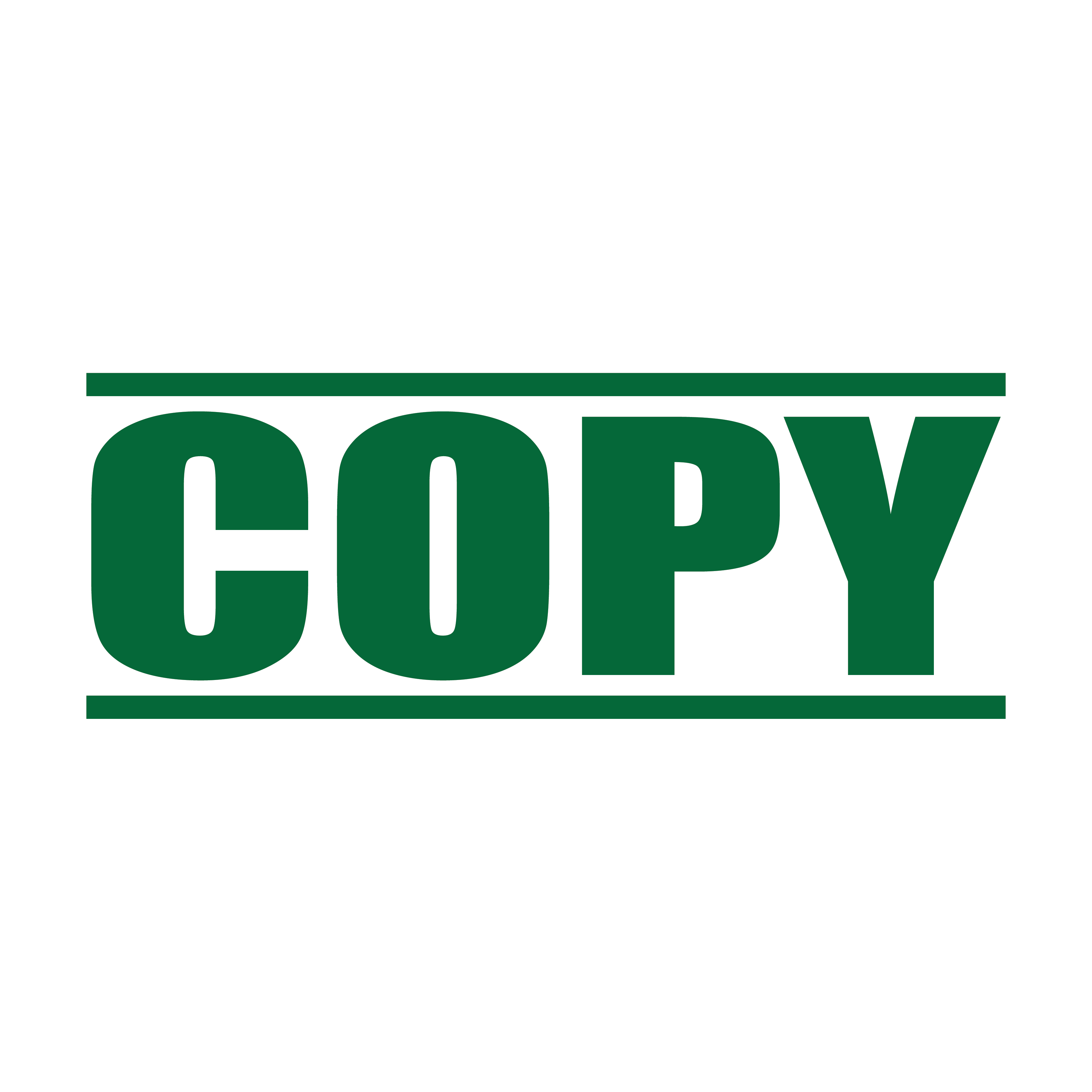 "A green self inking rubber stamp with the word 'COPY' printed in bold capital letters in green ink. stampers hand stamp office business inventory documents green
ink"