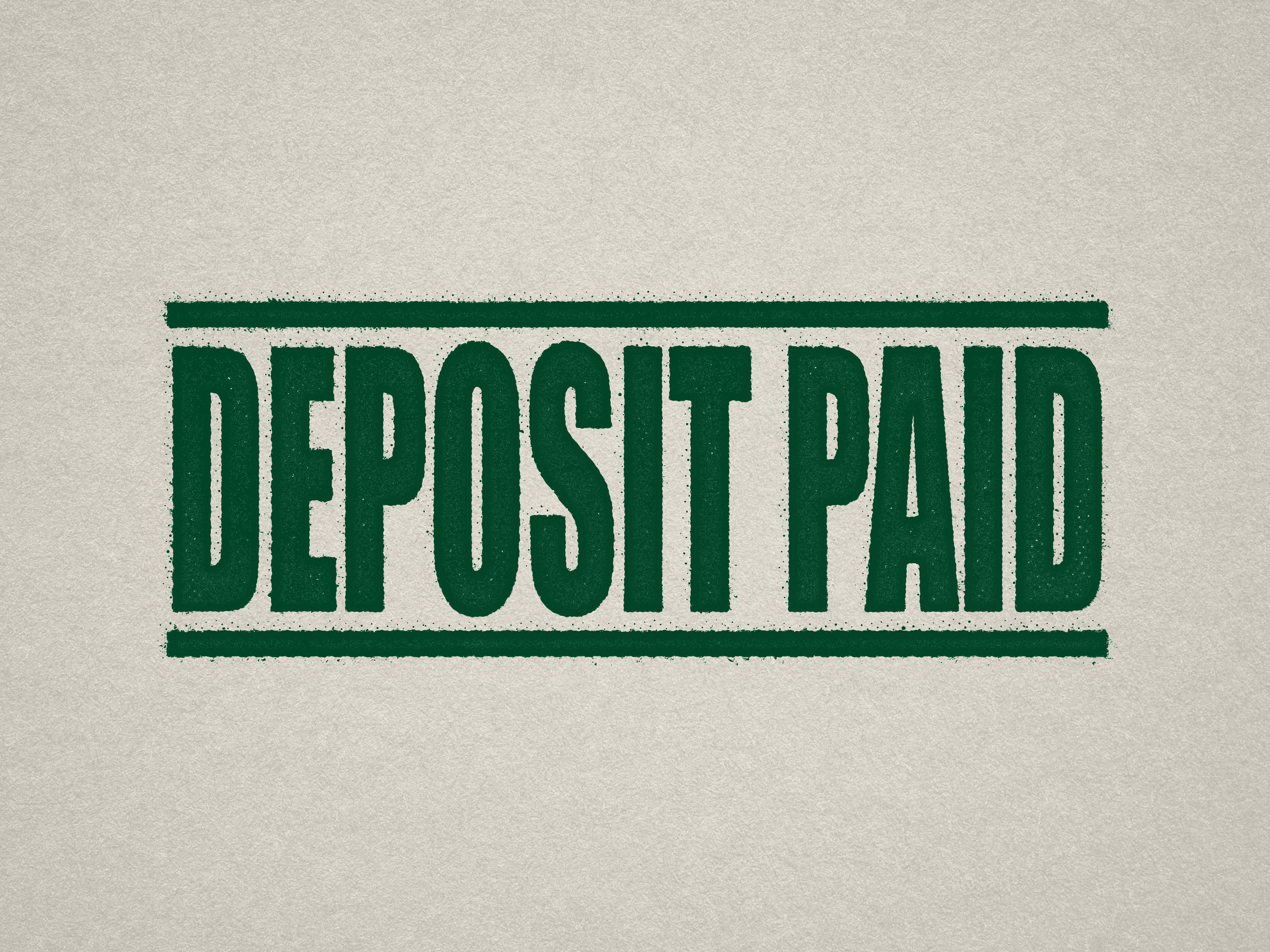 mock up design of 'Deposit Paid' rubber stamp green ink in paper background stampers hand stamp office business inventory documents self inking prefill refillable stamps stamping