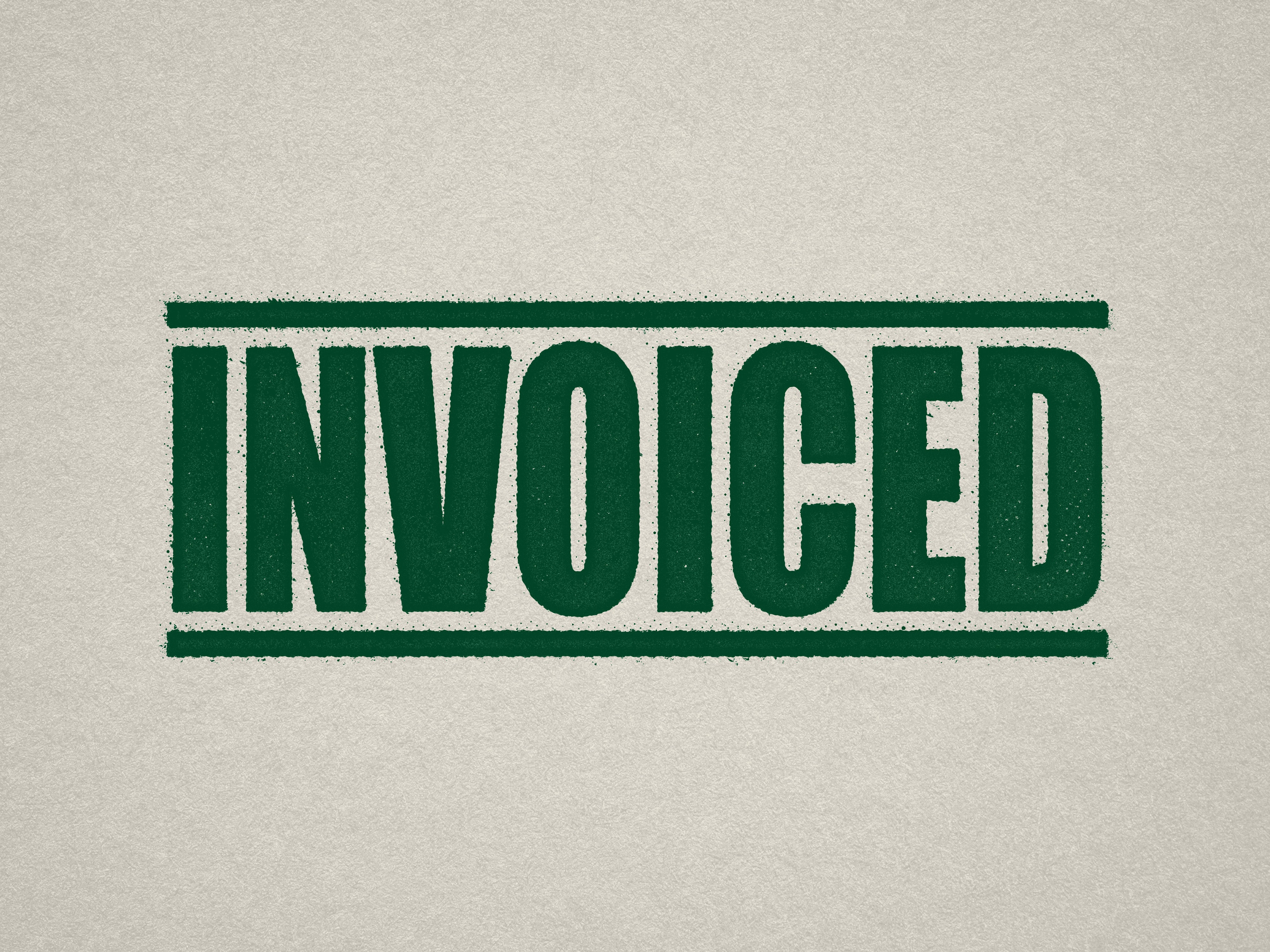 mock up design of INVOICED rubber stamp green ink in paper background stampers hand stamp office business inventory documents