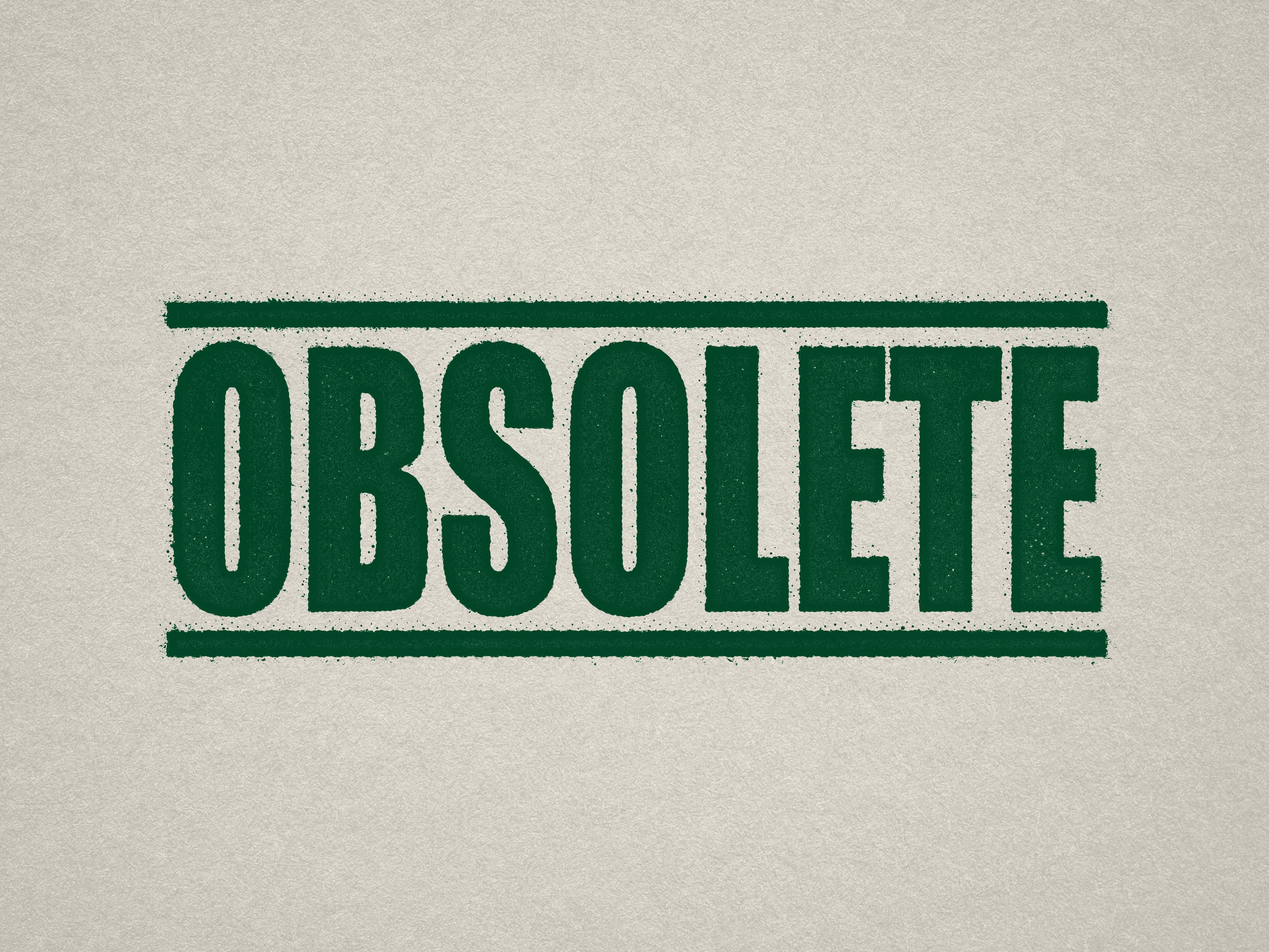 mock up design of 'Obsolete" rubber stamp green ink in paper background stampers hand stamp office business inventory documents