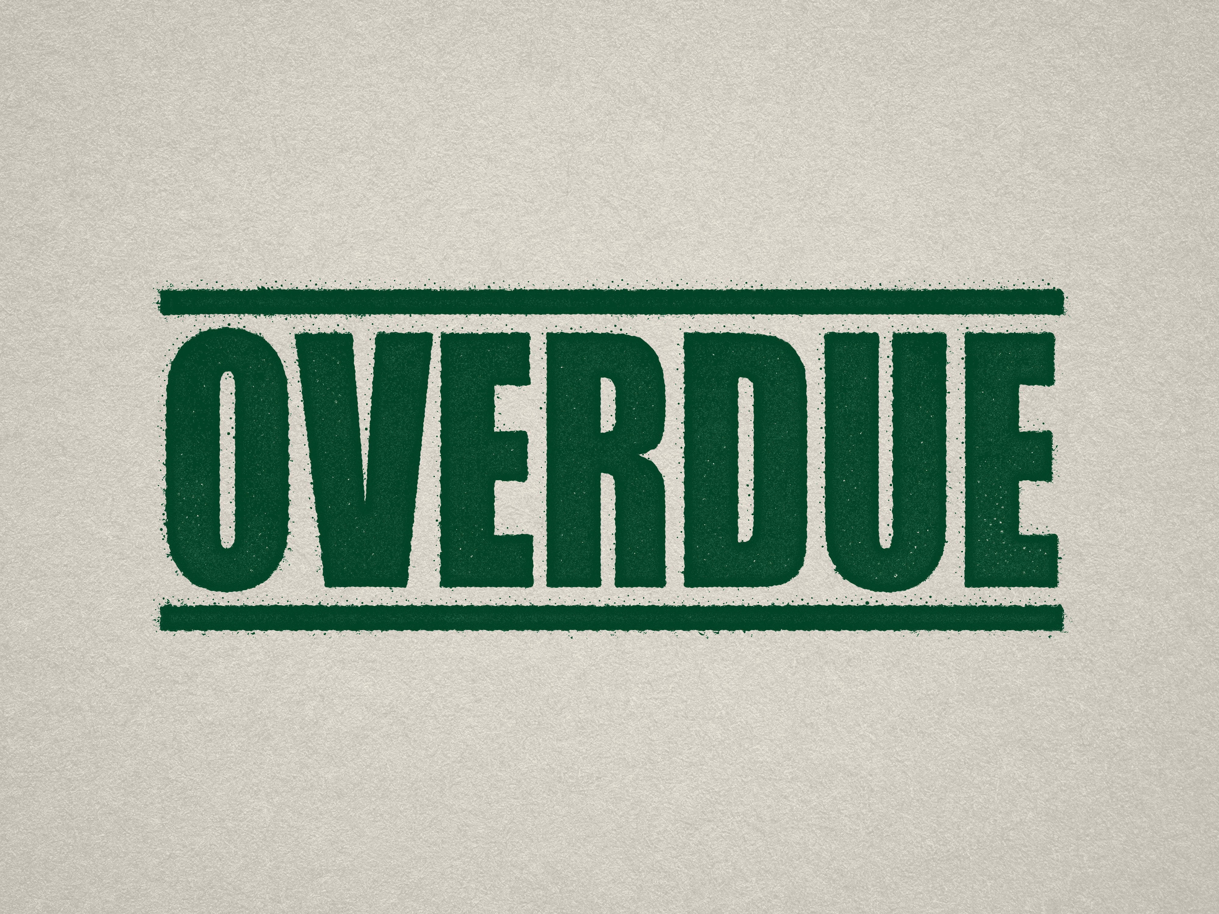 mock up design of 'Overdue " rubber stamp green ink in paper background stampers hand stamp office business inventory documents