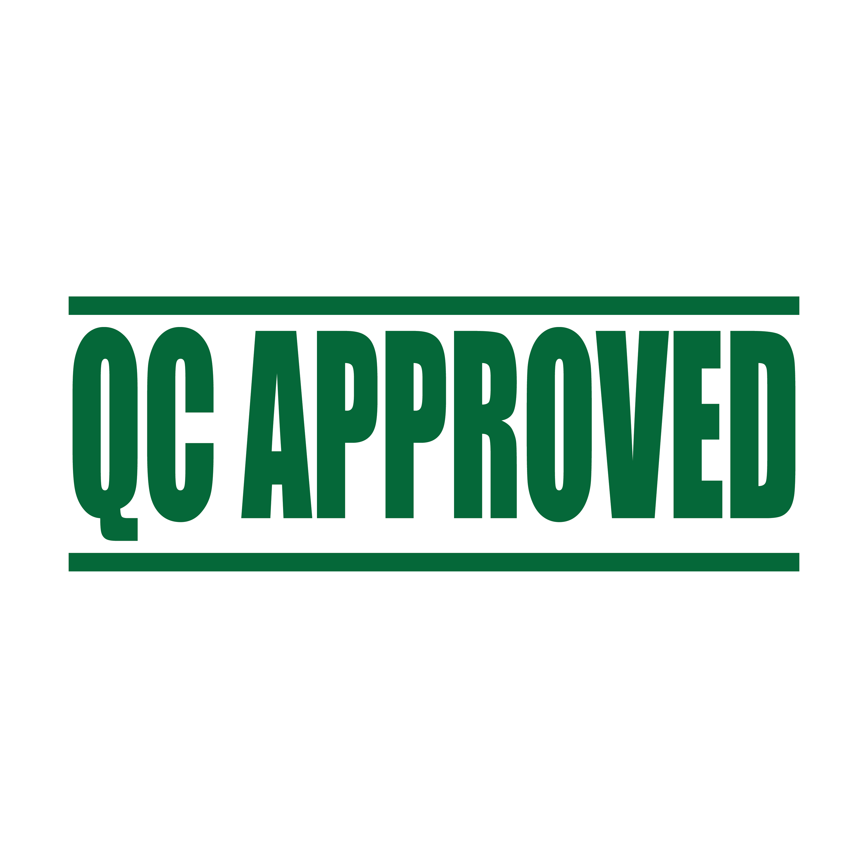 A green self-inking stamp with the text 'QC Approved' printed on it.