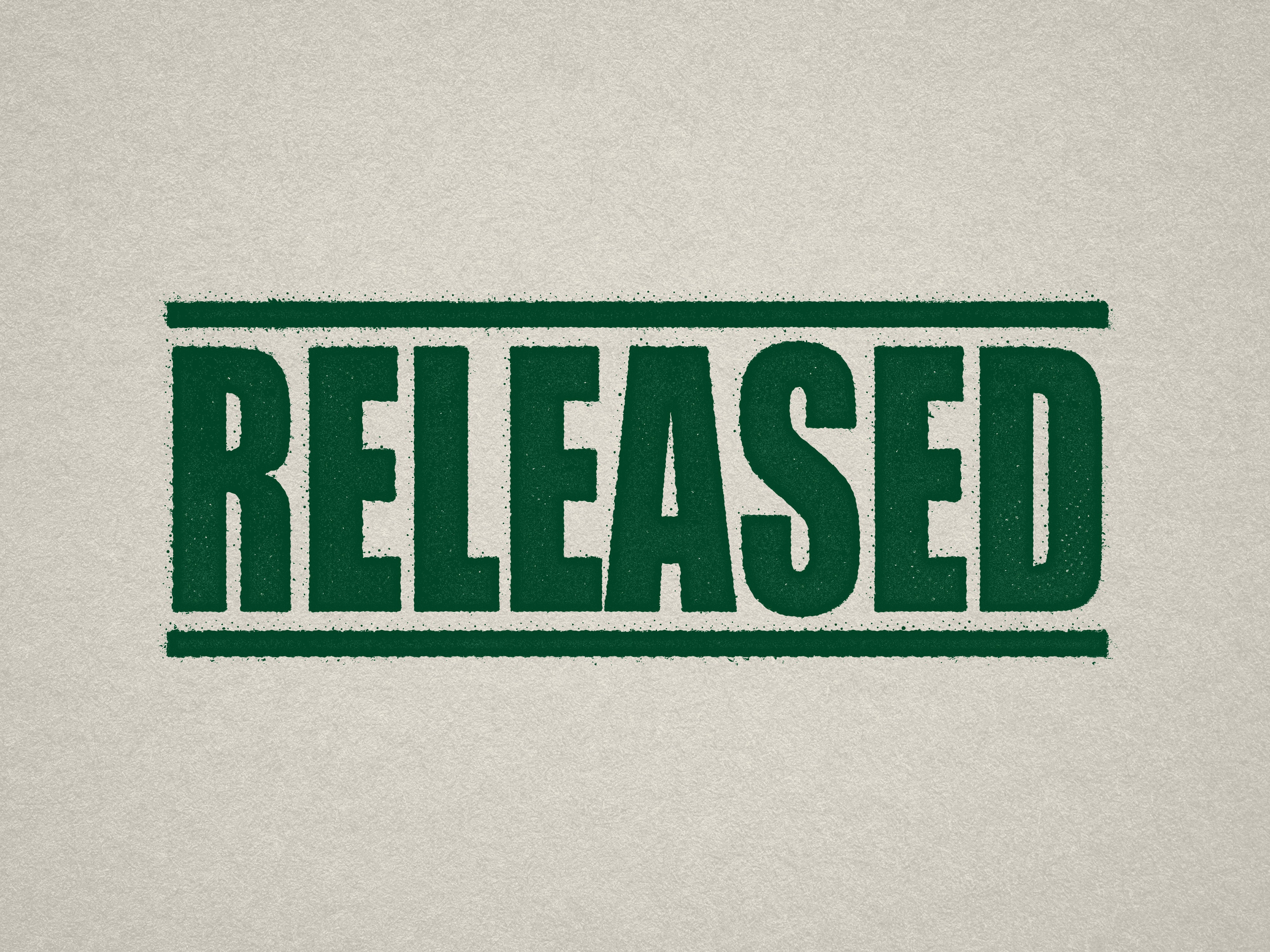 ready made RELEASED rubber stamp in green ink