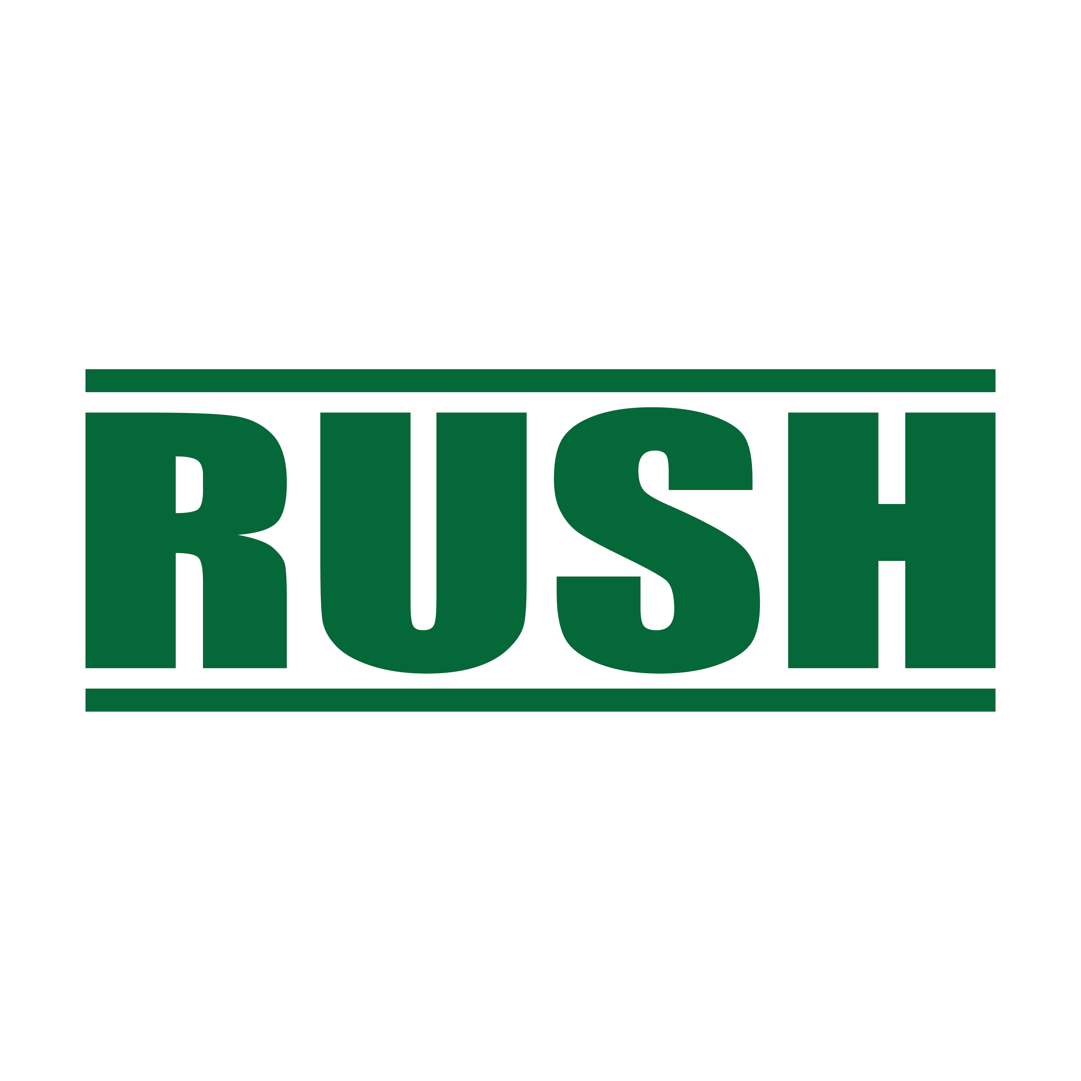 RUSH rubber stamp green ink pre-deigned
