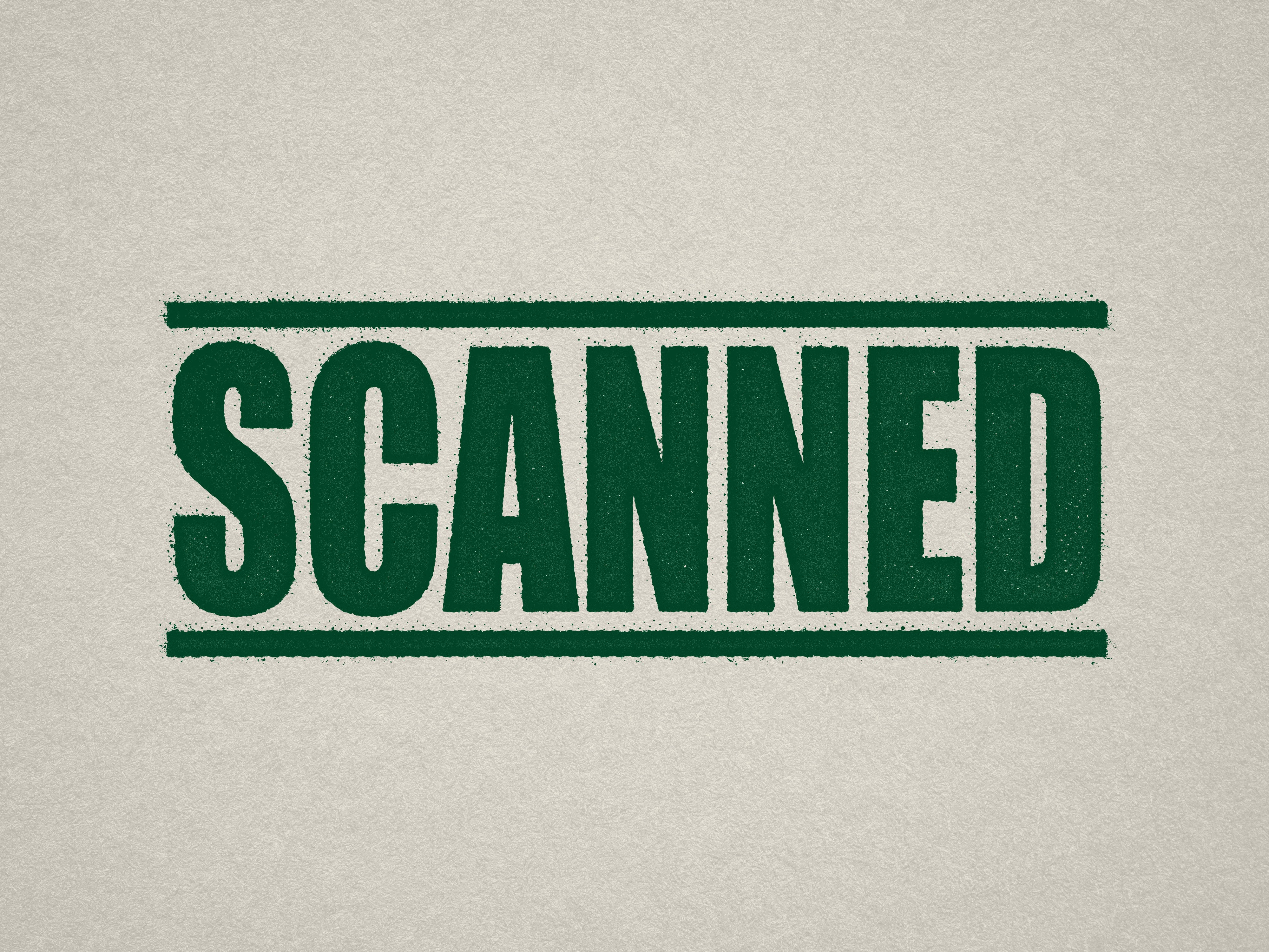 Mock up design or lifestyle image of 'SCANNED' rubber stamp green ink in paper background stampers hand stamp office business inventory documents self inking prefill refillable stamps stamping