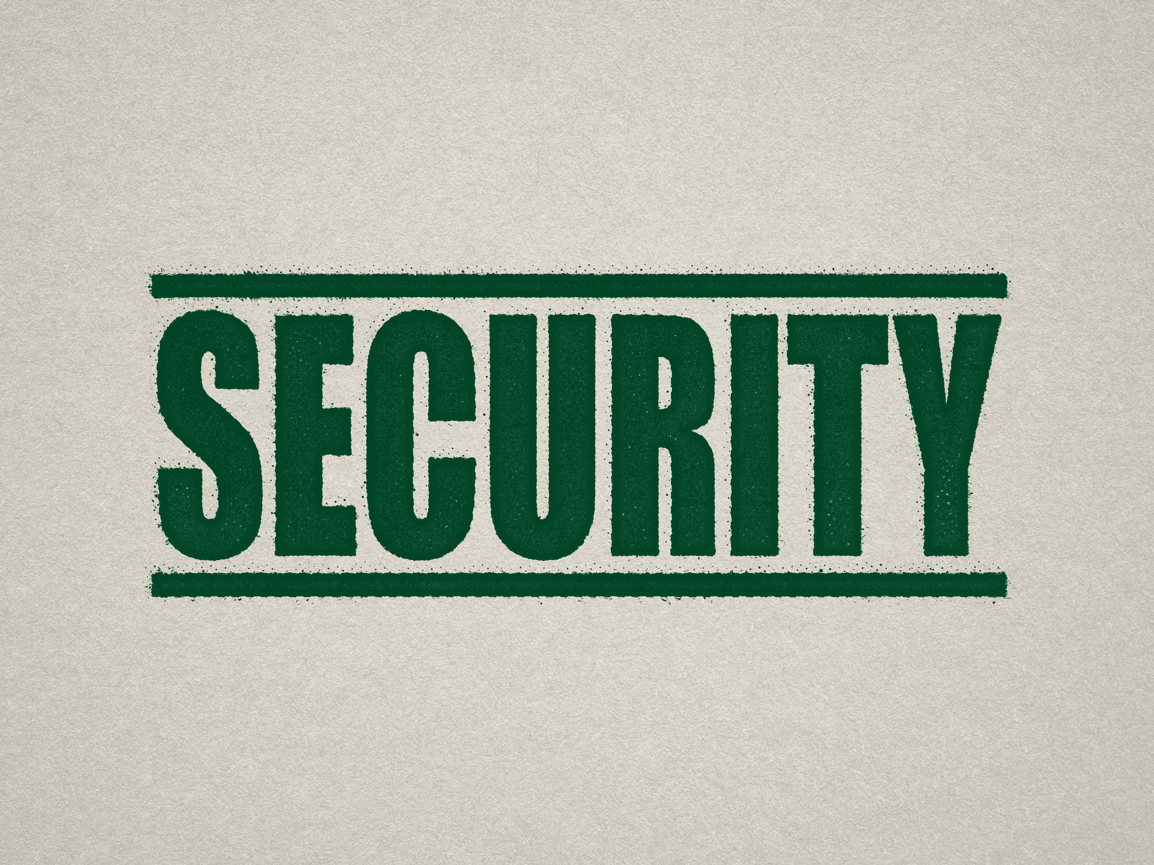 Green stock design stamp with word "Security"
