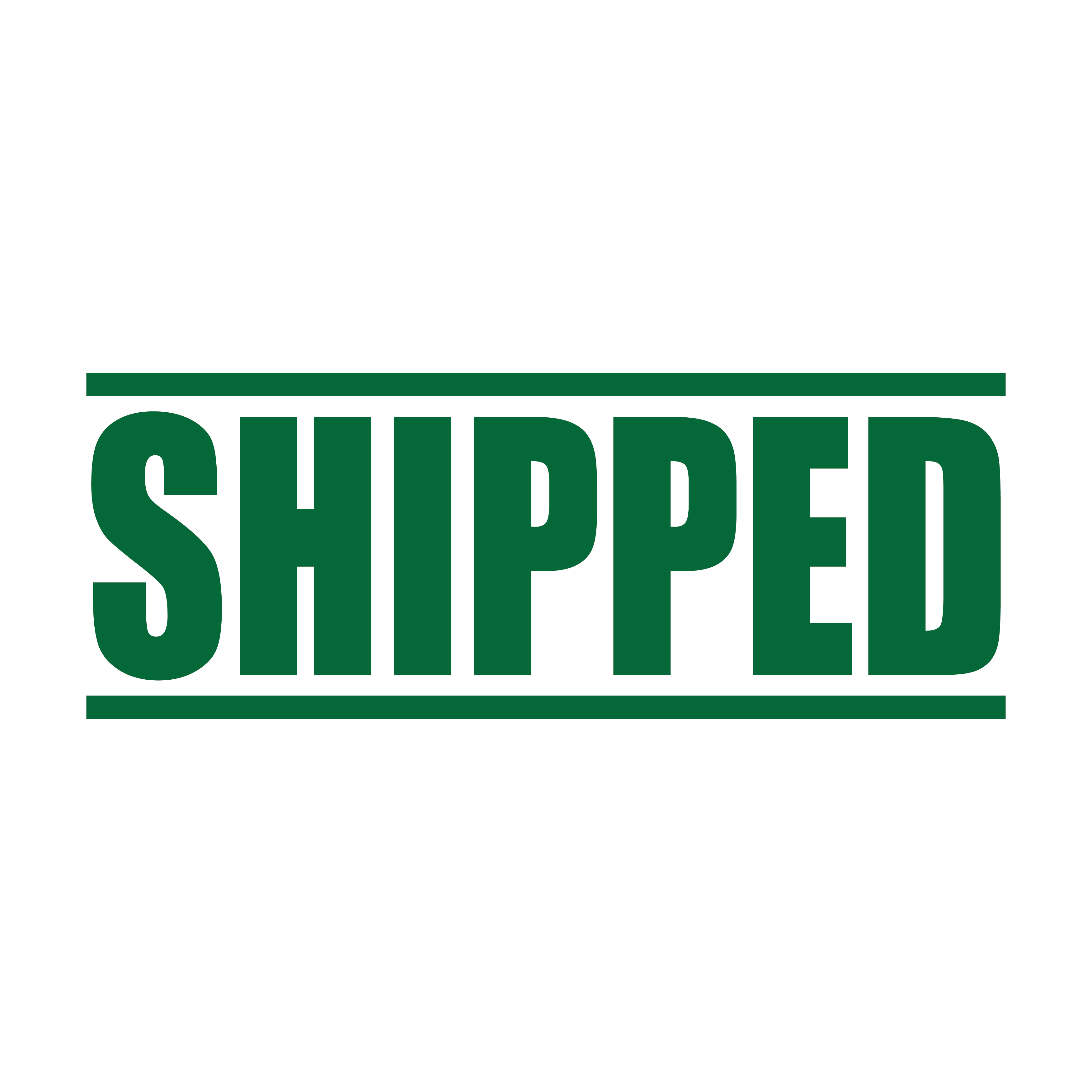 Green Shipped rubber stamp
