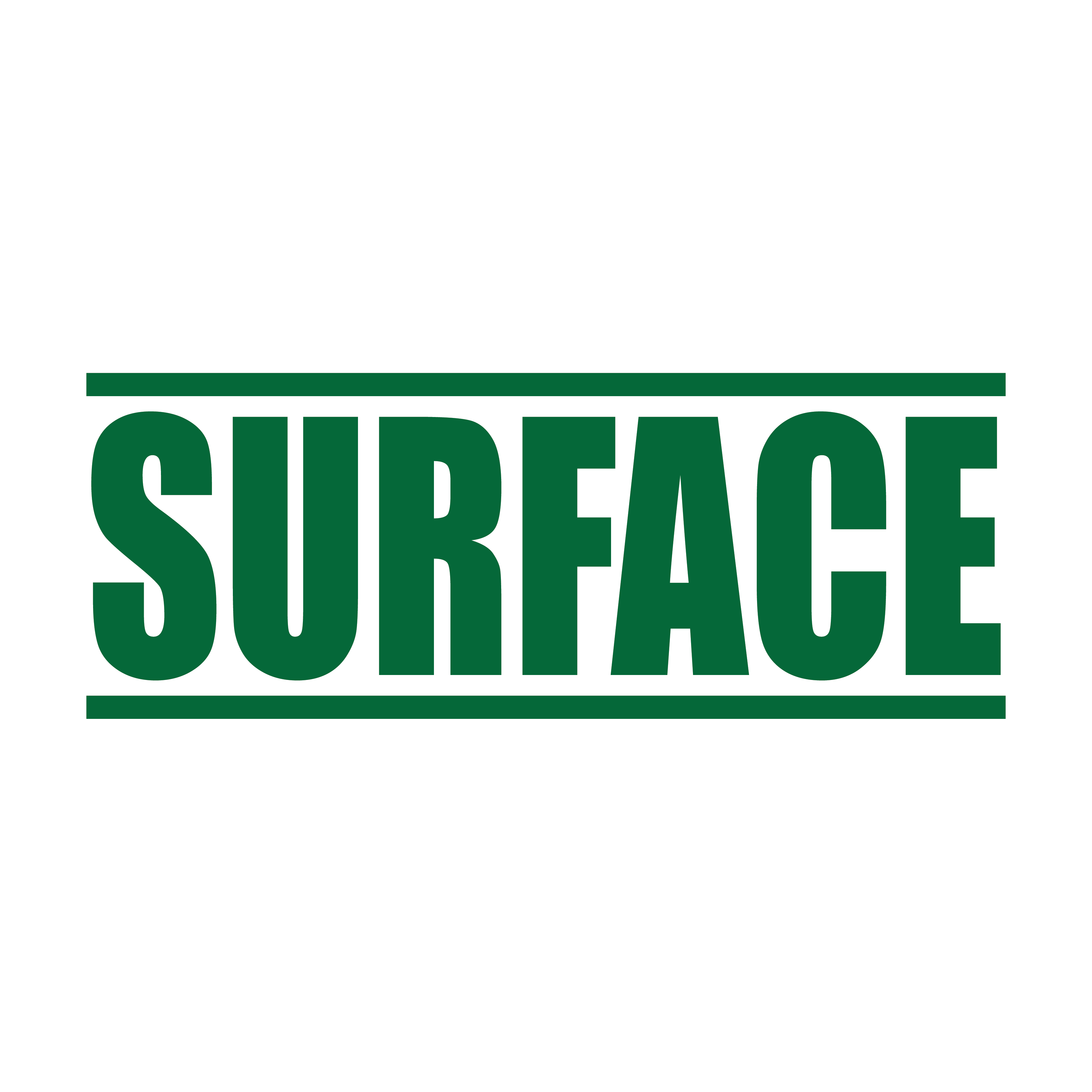 A green ink self-inking stamp with the word 'SURFACE' printed in bold letters.